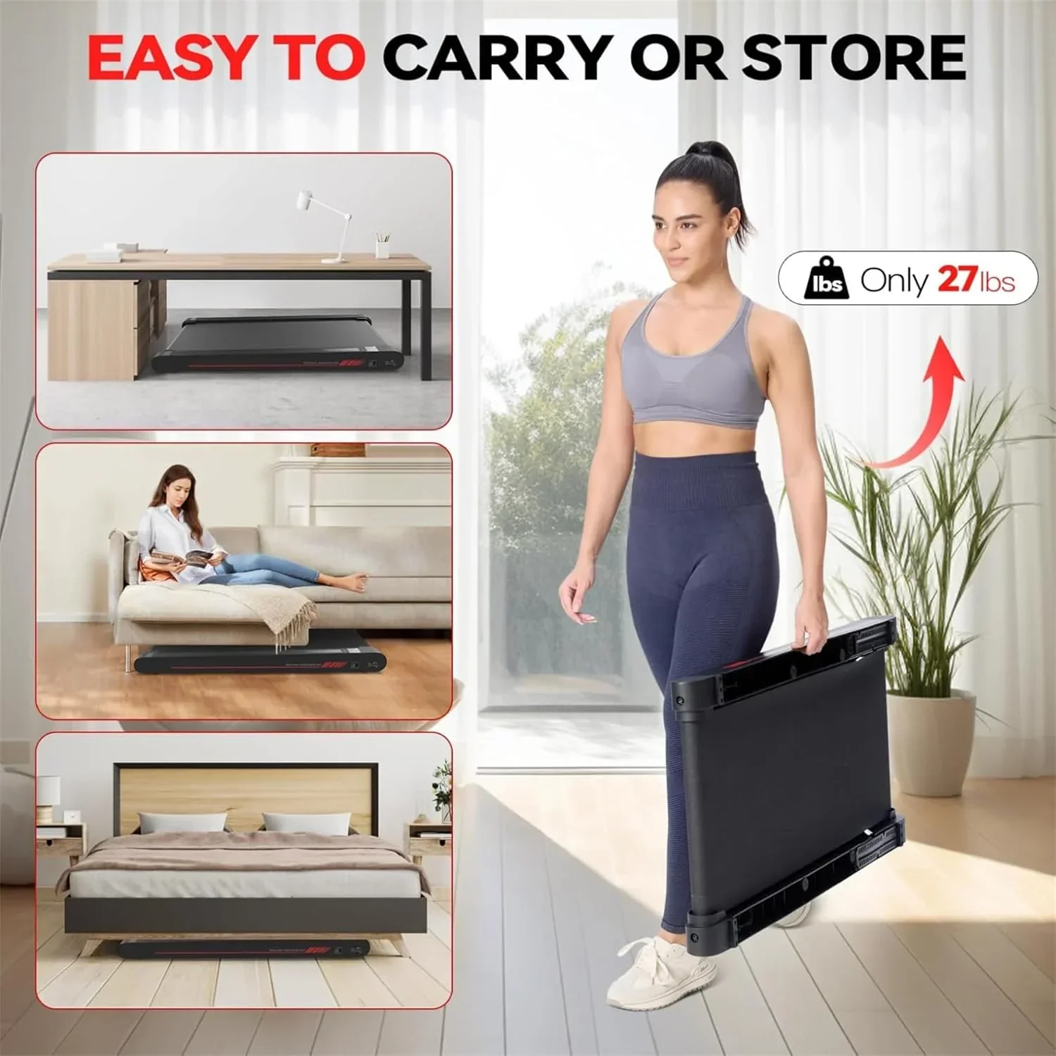 Tapis de marche vibrant Sperax avec application 3 en 1, tapis de marche sous bureau