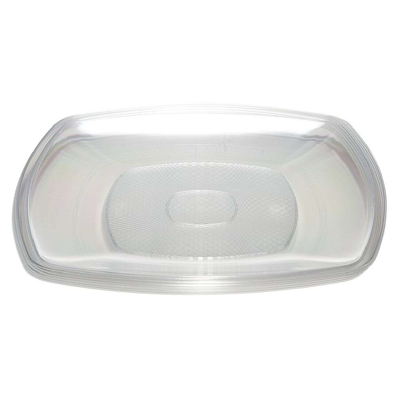 Lot de 6 assiettes carrées plastique transparent à bord arrondi 22x22 cm