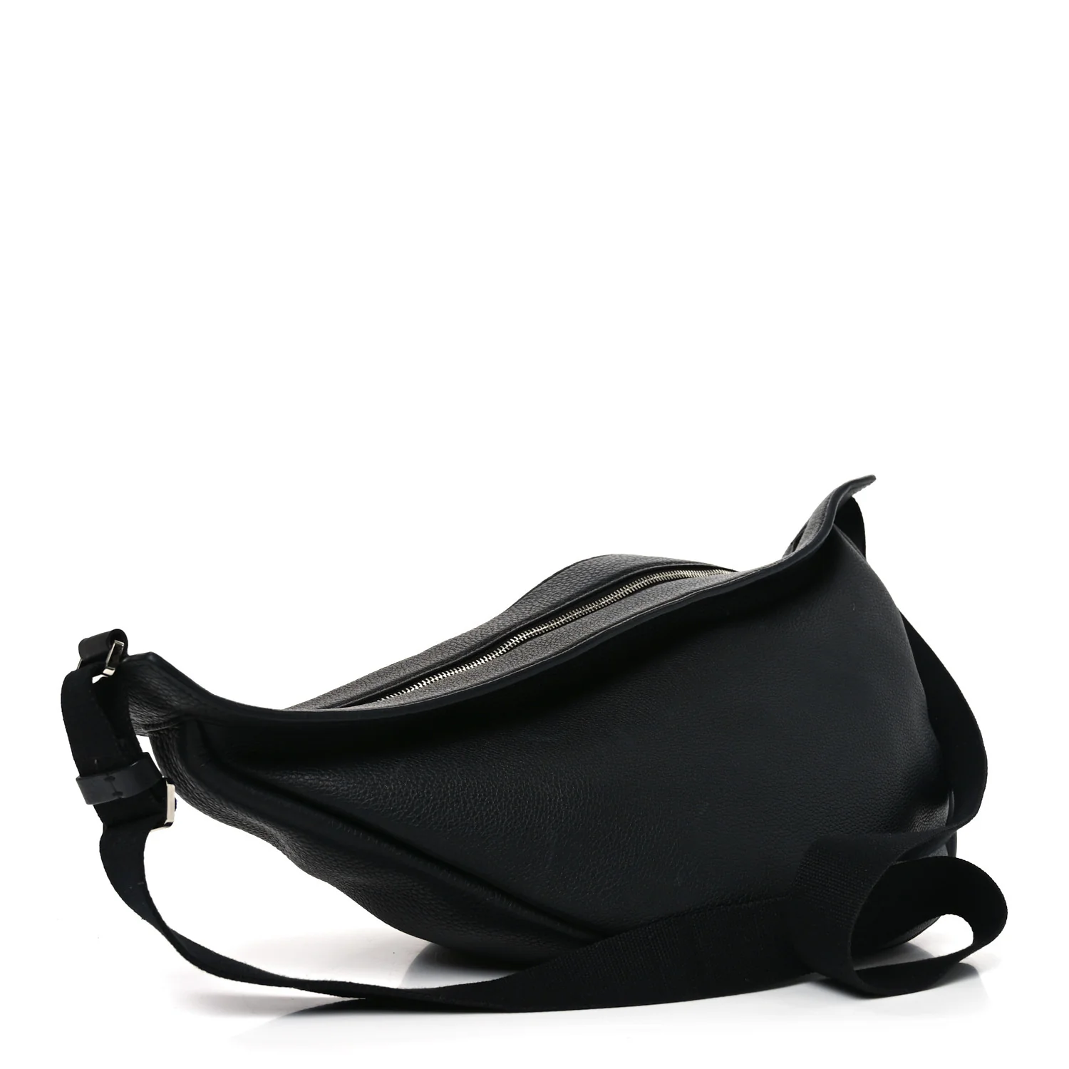 Grained Calfskin Large Slouchy Banana Bag Black