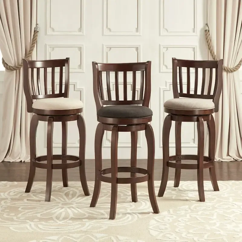 iNSPIRE Q Classic Ali 29-Inch High Back Swivel Bar Stool in Modern Linen