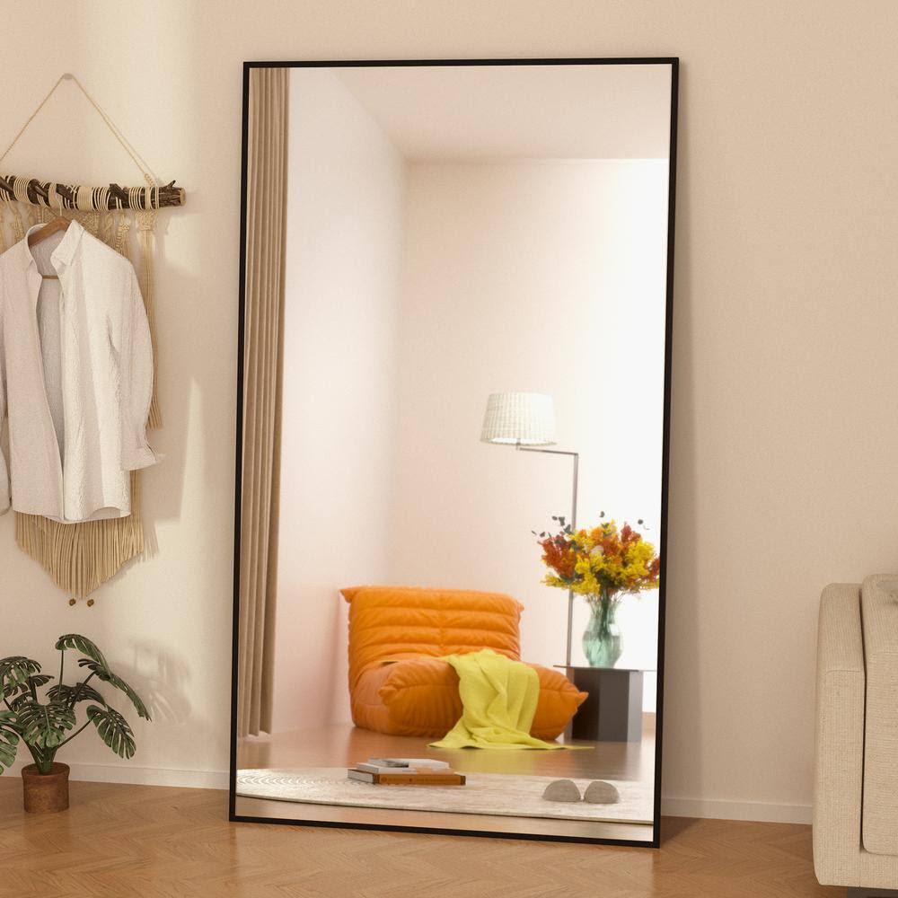 GOGEXX 32 in. W x 71 in. H Oversized Rectangle Full Length Mirror Framed Black Wall Mounted/Standing Mirror Large Floor Mirror