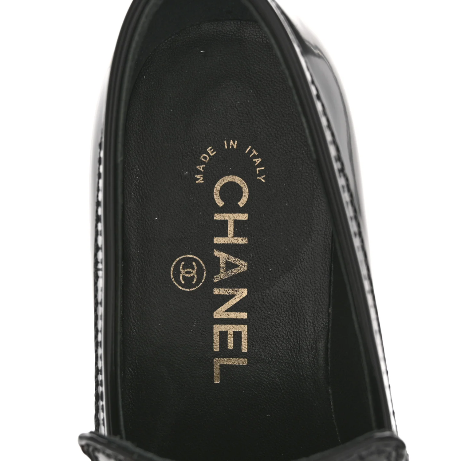 Shiny Calfskin Platform Loafers 37 Black