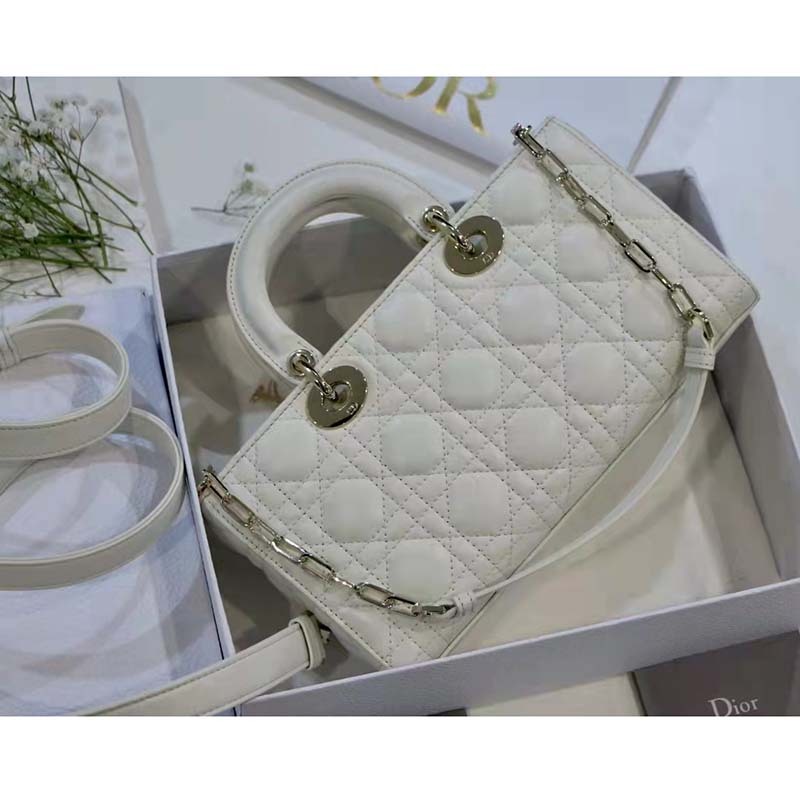 CD Women CD Lady D-Joy Bag Latte Cannage Lambskin