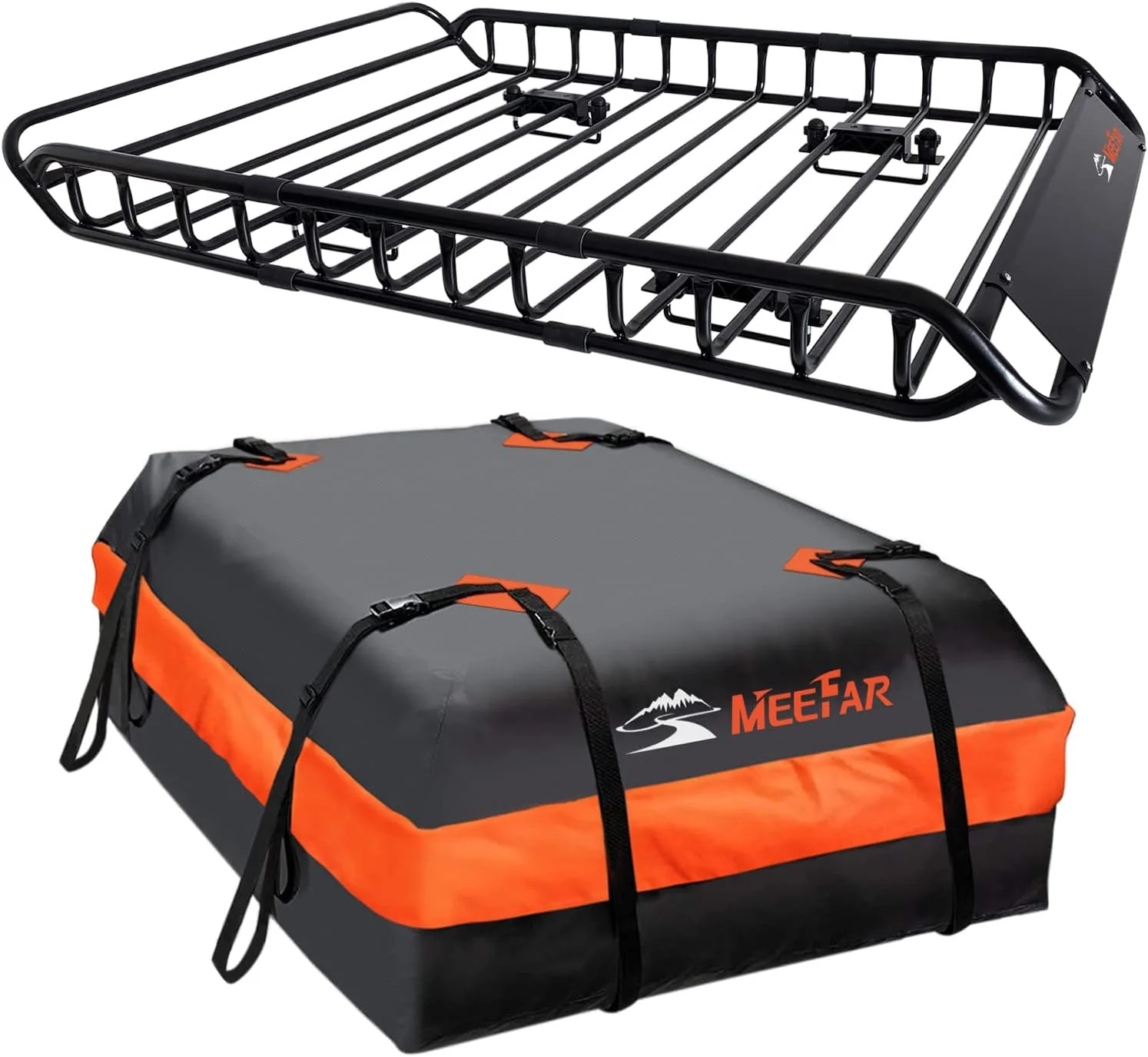Barres de toit universelles, panier de toit 130 x 91 x 13 cm + sac étanche