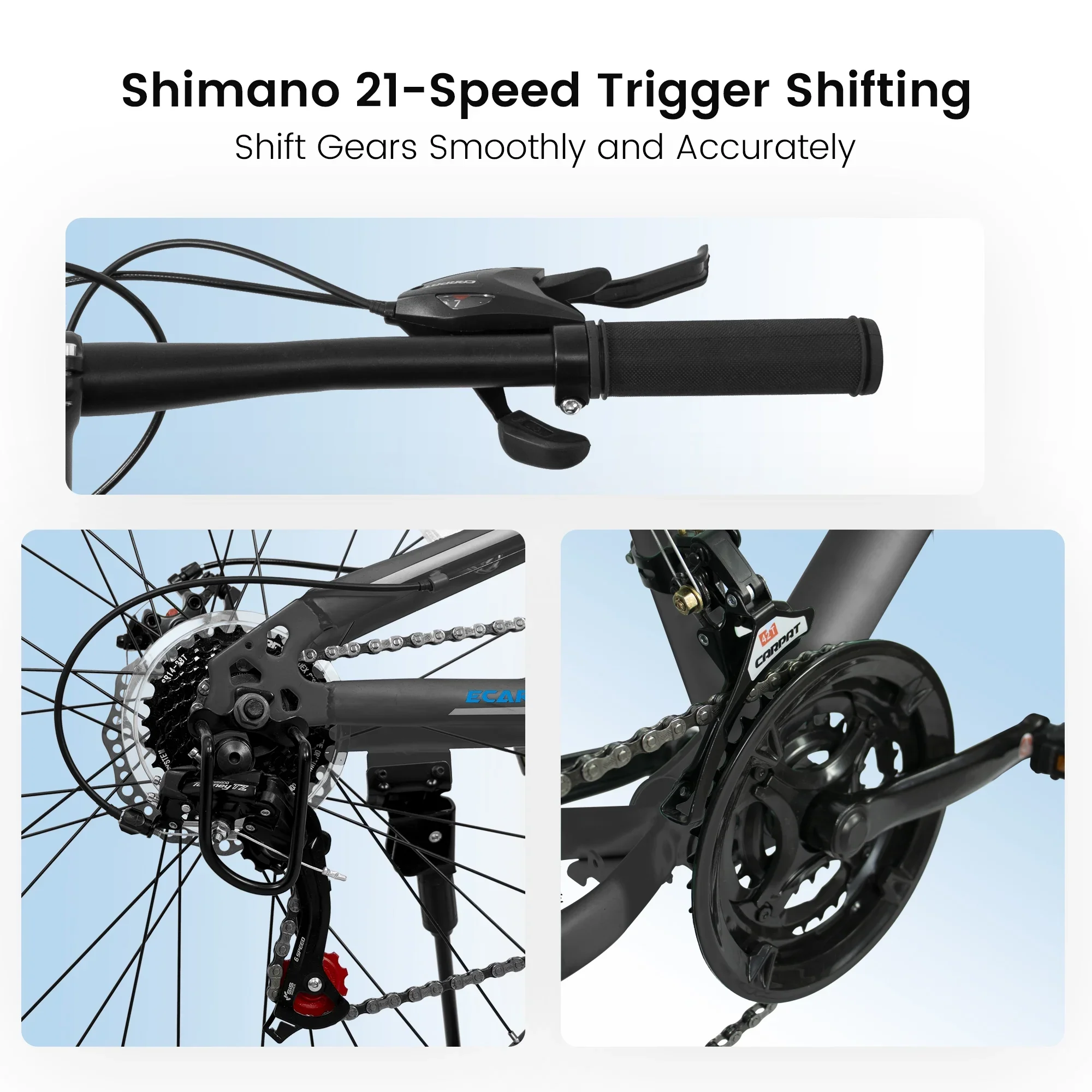 26 Inch Mountain Bike, Dual Full Suspension 21-Speed Disc Brakes Thumb Shifter, Carbon Steel Frame Mountain Bike, Mens Womens Trail Commuter City Bicycles