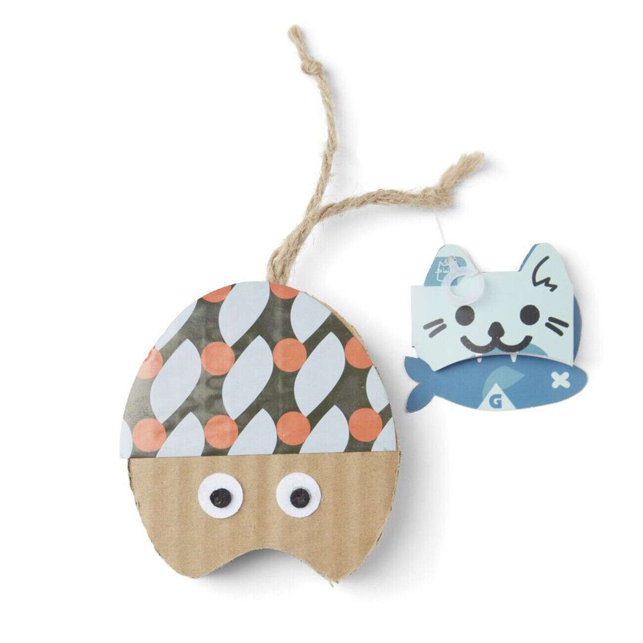 Jouet pour chat forme poisson en jute et papier multicolore L.20 cm