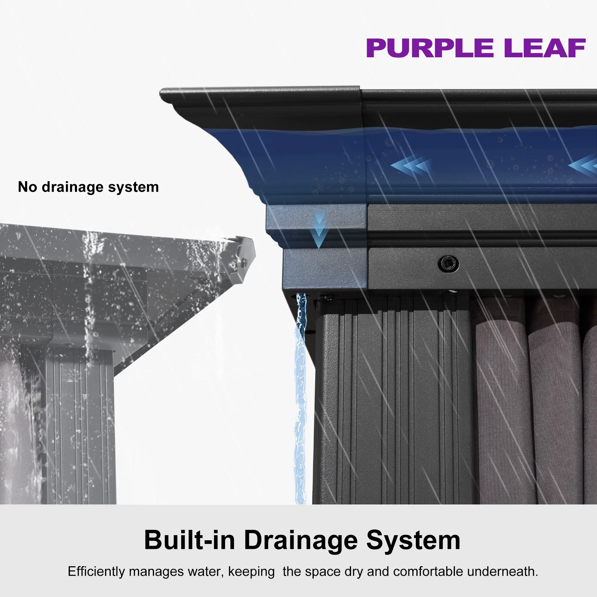 PURPLE LEAF 10' X 14' Permanent Hardtop Gazebo Aluminum Gazebo with Galvanized Steel Double Roof for Patio Lawn and Garden, Curtains and Netting Included, Gray