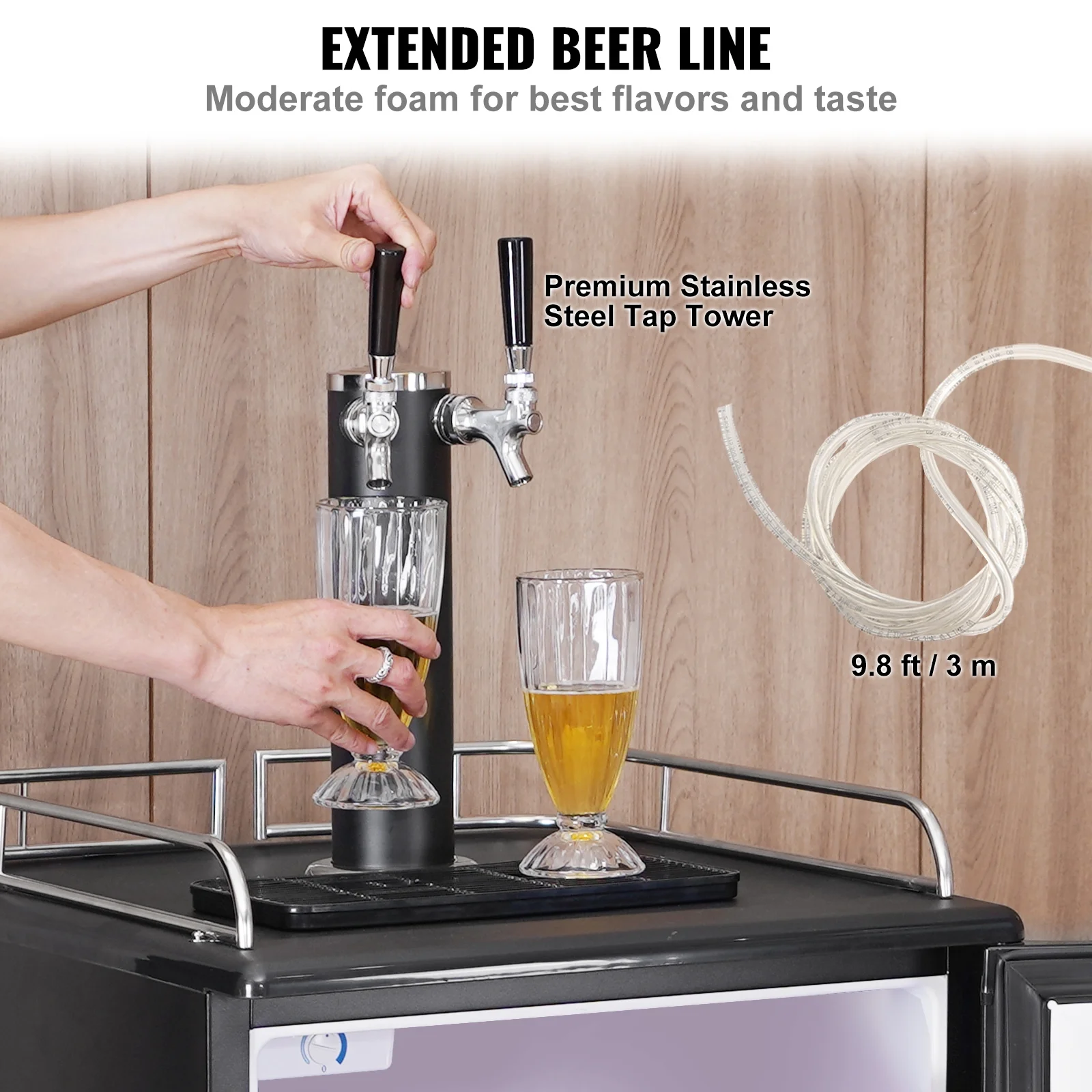 Draft Beer Dispenser Beer Kegerator Full Size Keg Refrigerator Dual Tap - Image 5