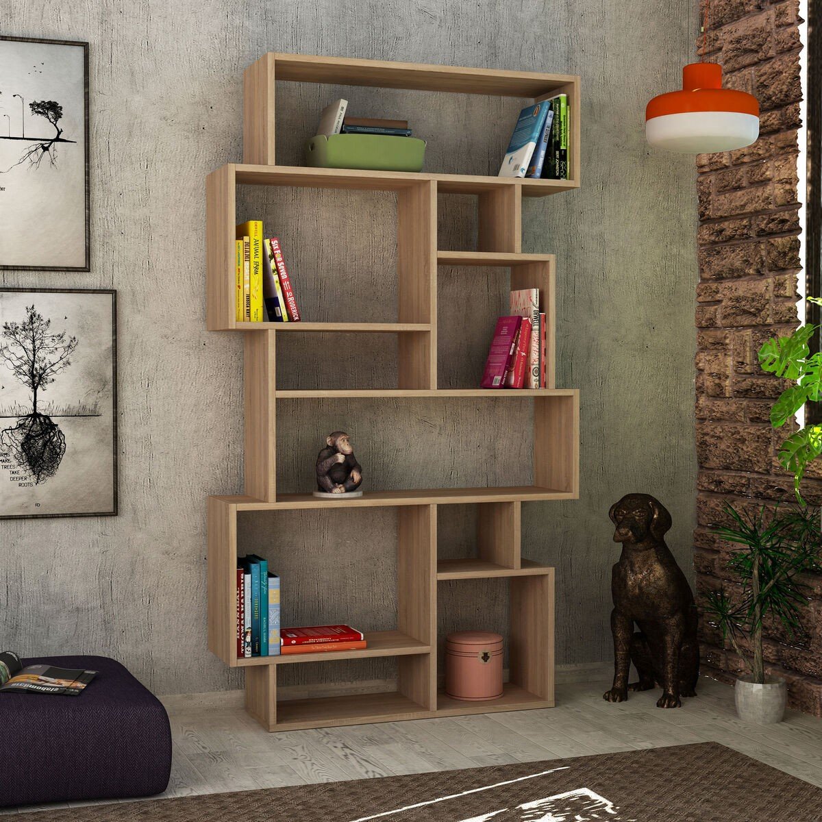 Calicosy - Boekenkast KARMATO - H168,5 cm - Eikenlook
