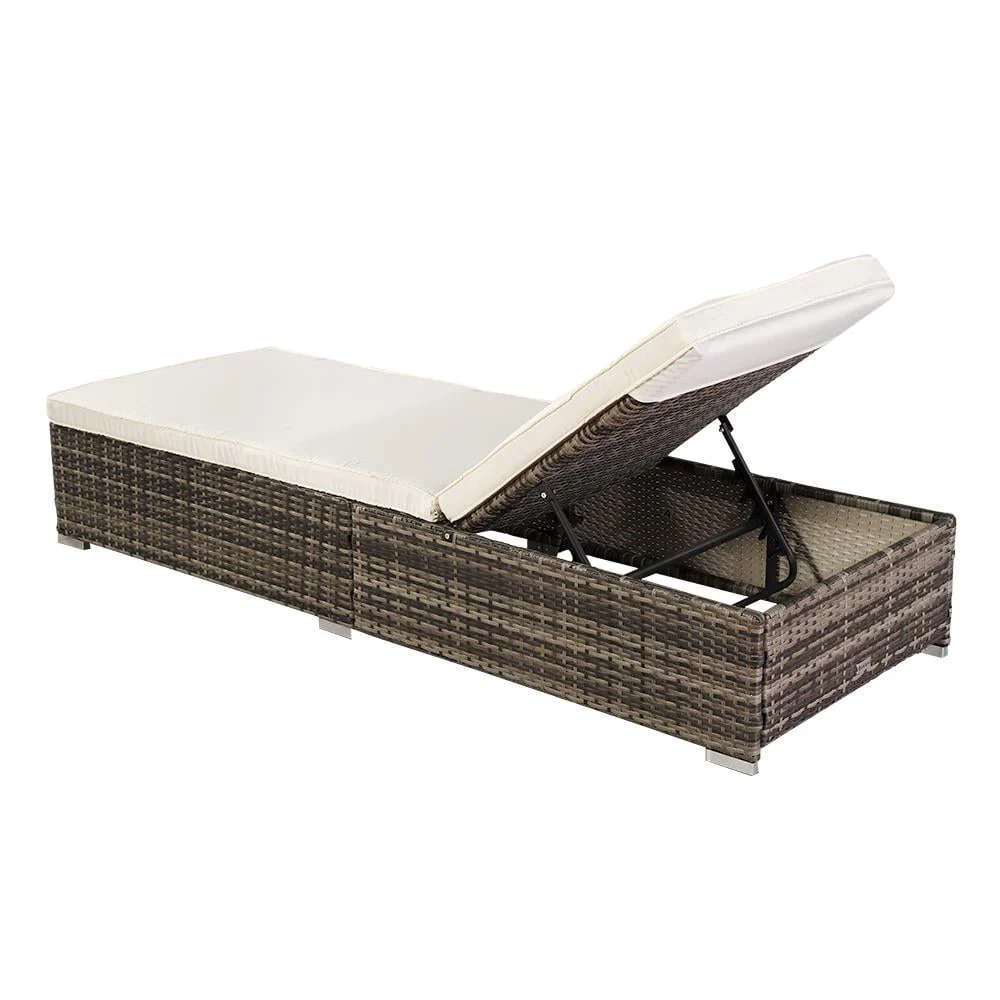 Outdoor Wicker Rattan Sunloungers Recliner Sun Bed Lounger Pool Garden