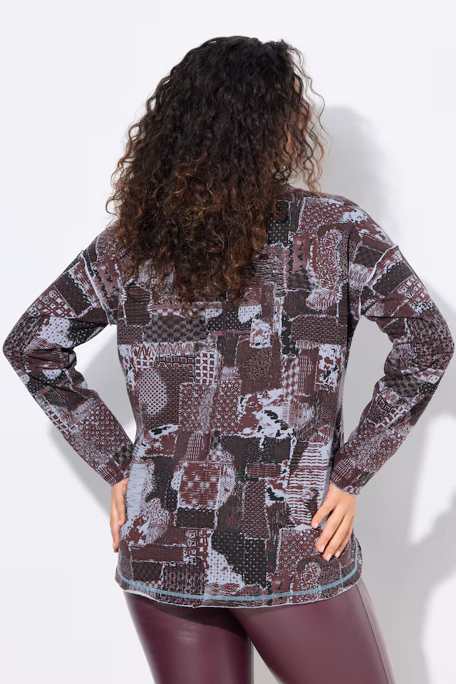 Patch Print V-Neck Sweatshirt