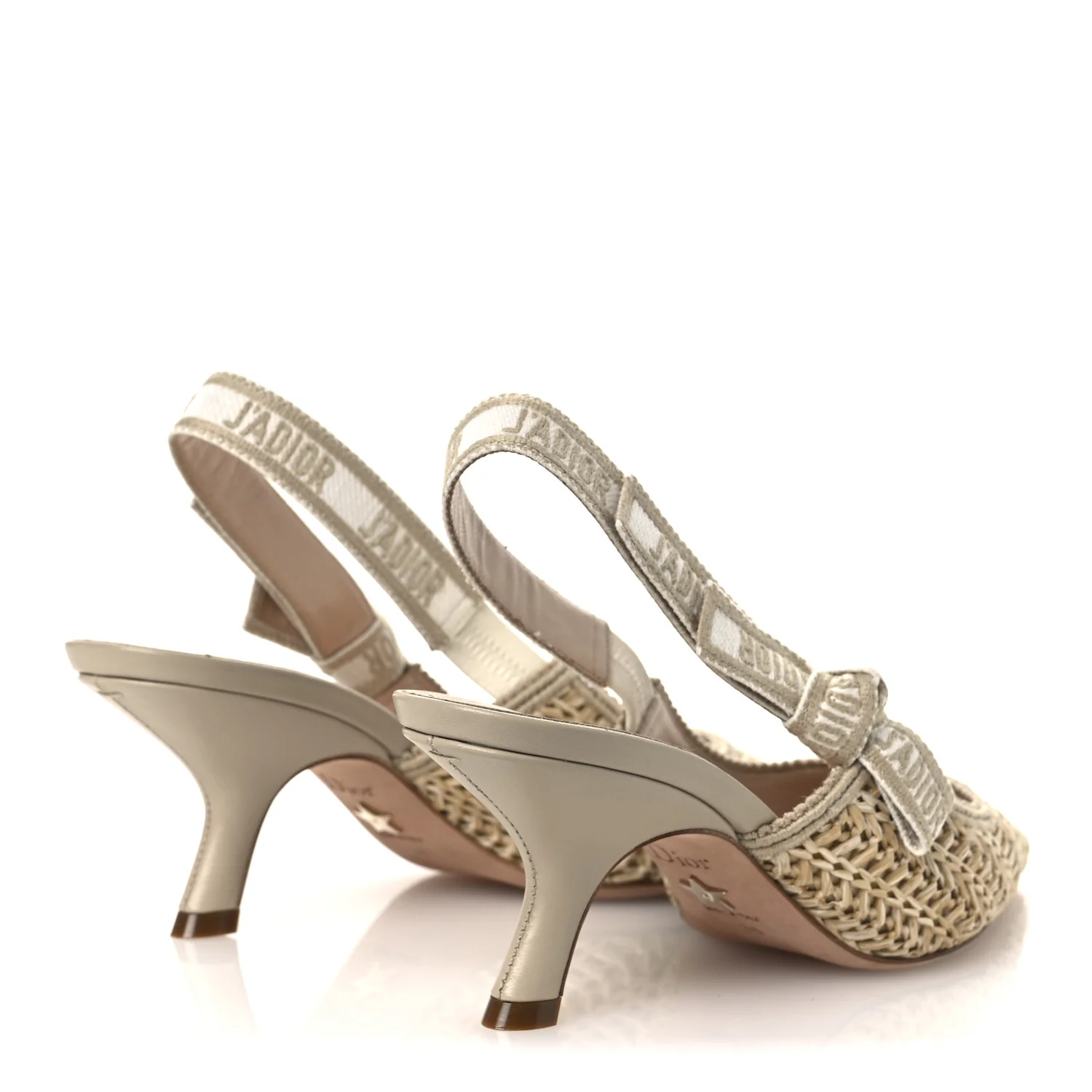 Raffia Embroidered J'Adior Slingback 65mm Pumps 36 Taupe