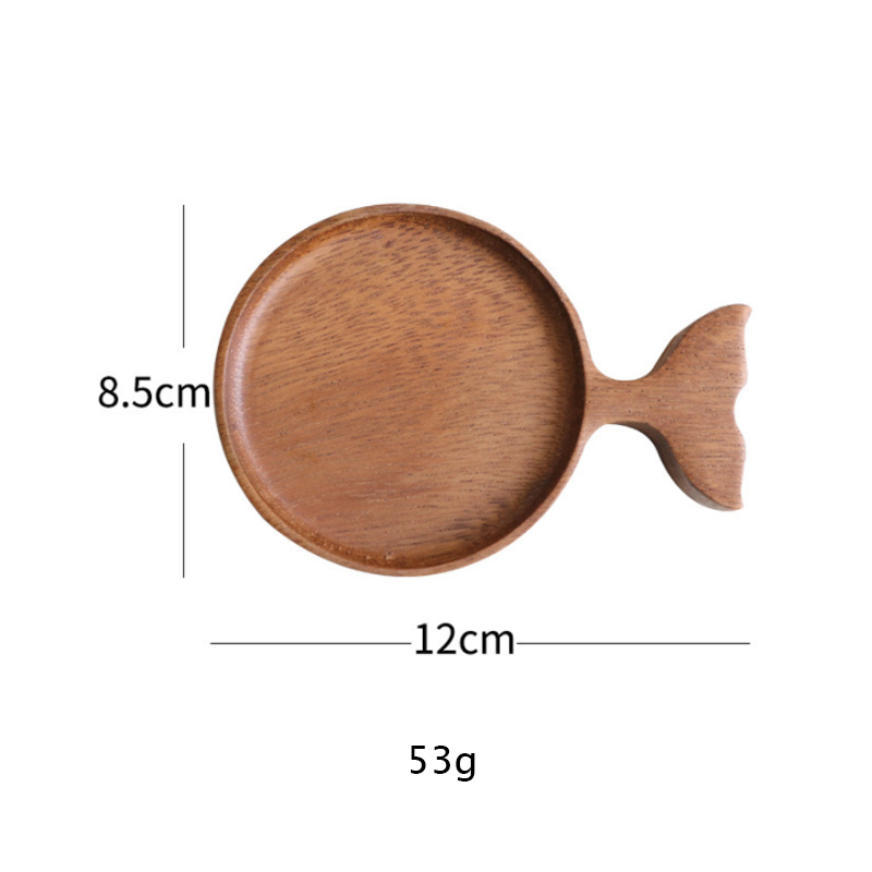 Acacia Wooden Fish Shape Snack Dessert Plate Acacia Wood Coaster