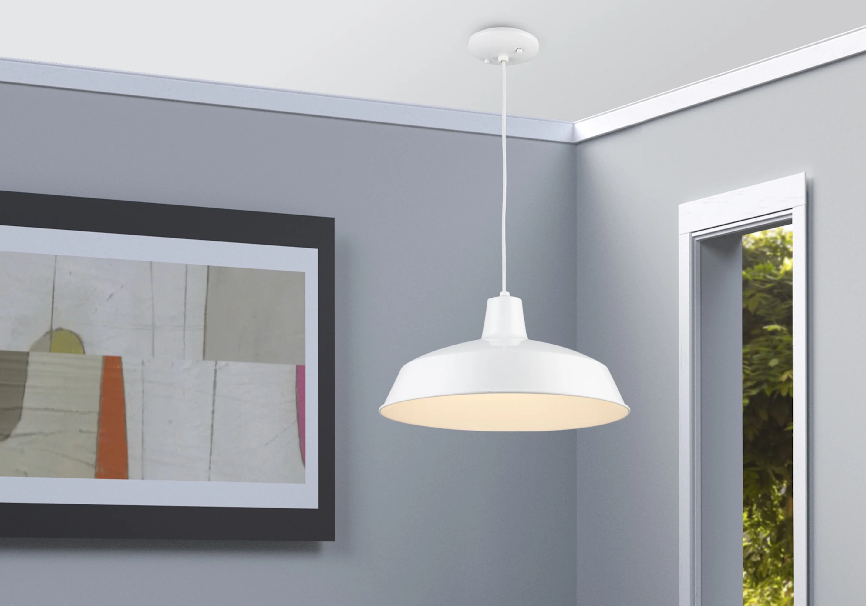 Trans Globe Lighting 1100 Sherman 1 Light 7" Tall Industrial Dome Shaped Indoor Pendant -(White)