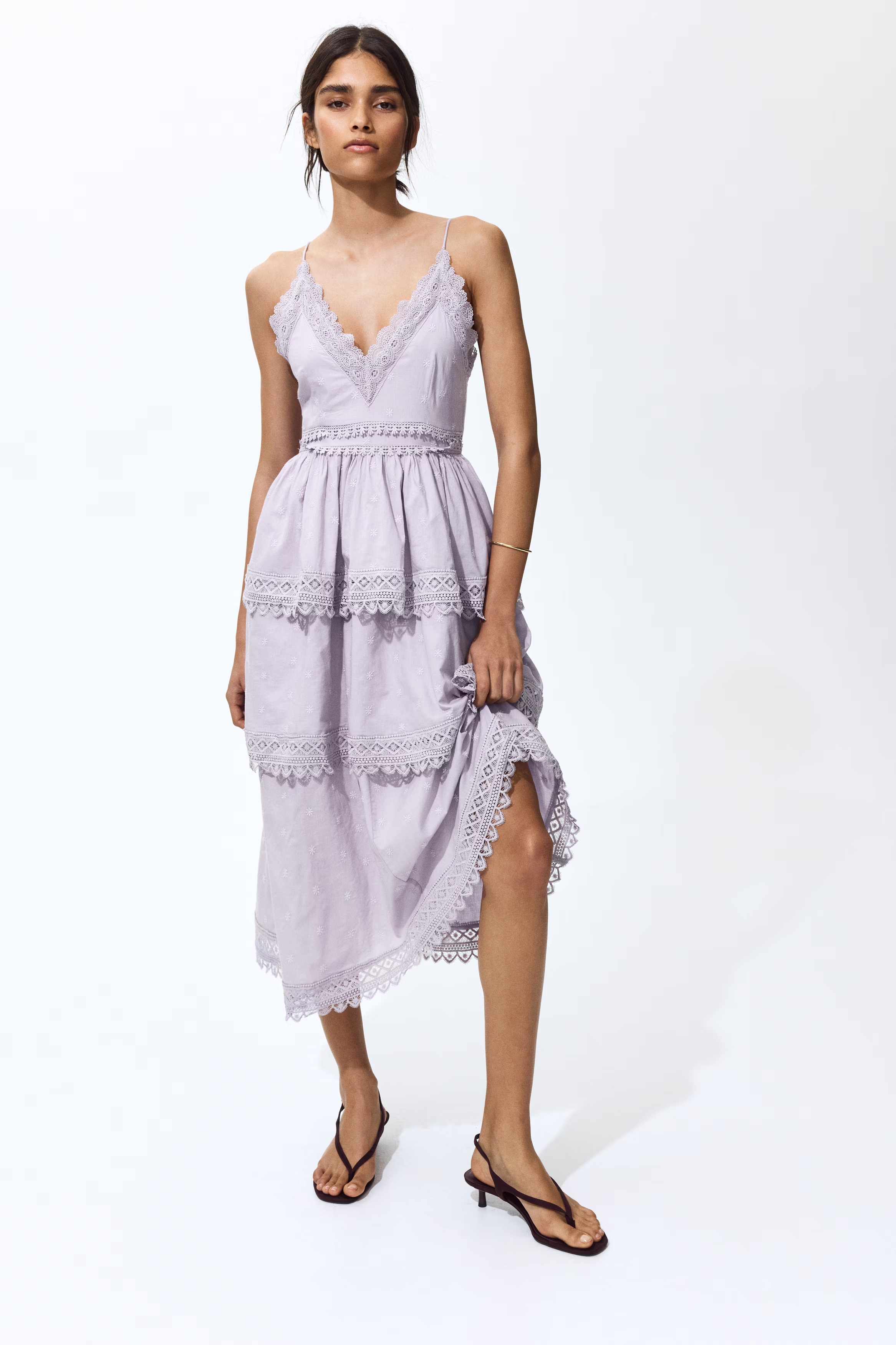 Lace-Trimmed Cotton Dress
