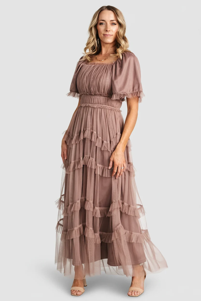 Magdalena Tulle Maxi Dress | Mink