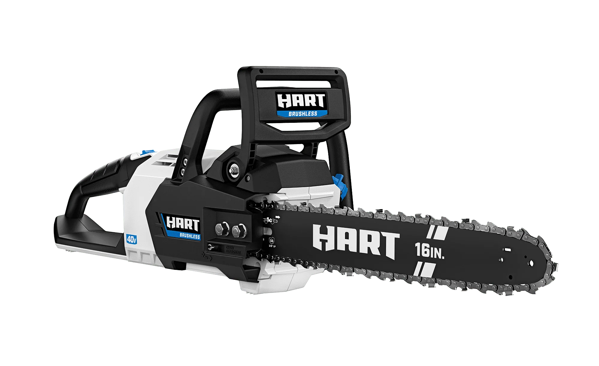 HART 40-Volt 16-inch SUPERCHARGE Battery-Powered Brushless Chainsaw Kit, (1) 4.0 Ah Lithium-Ion Battery