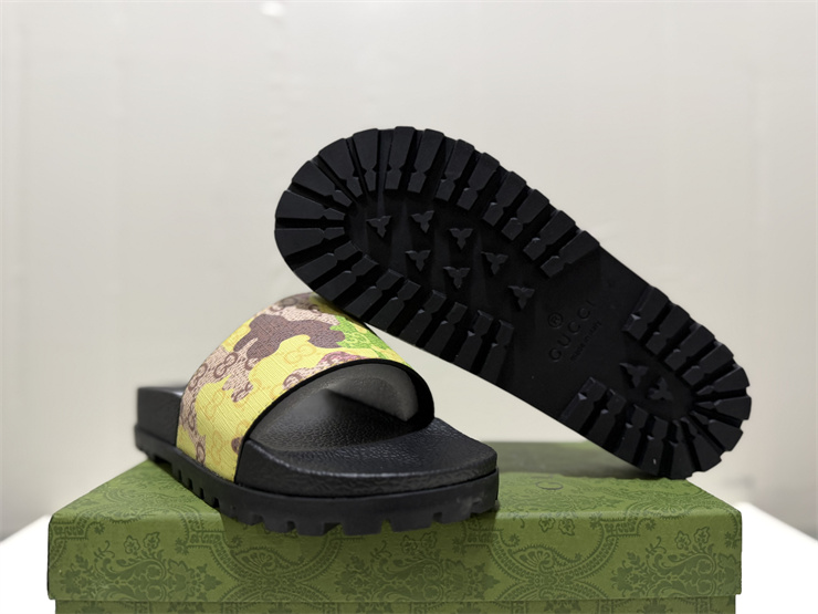 GUCCI Web Striped Strappy Slip-on Sandals