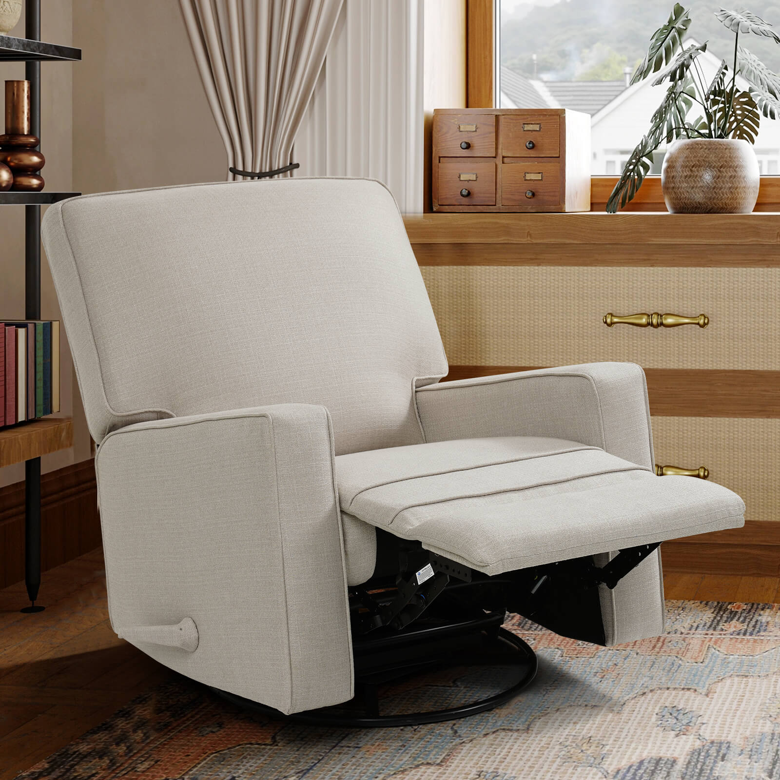 Fauteuil inclinable manuel à bascule pivotant pour chambre d'enfant, en tissu