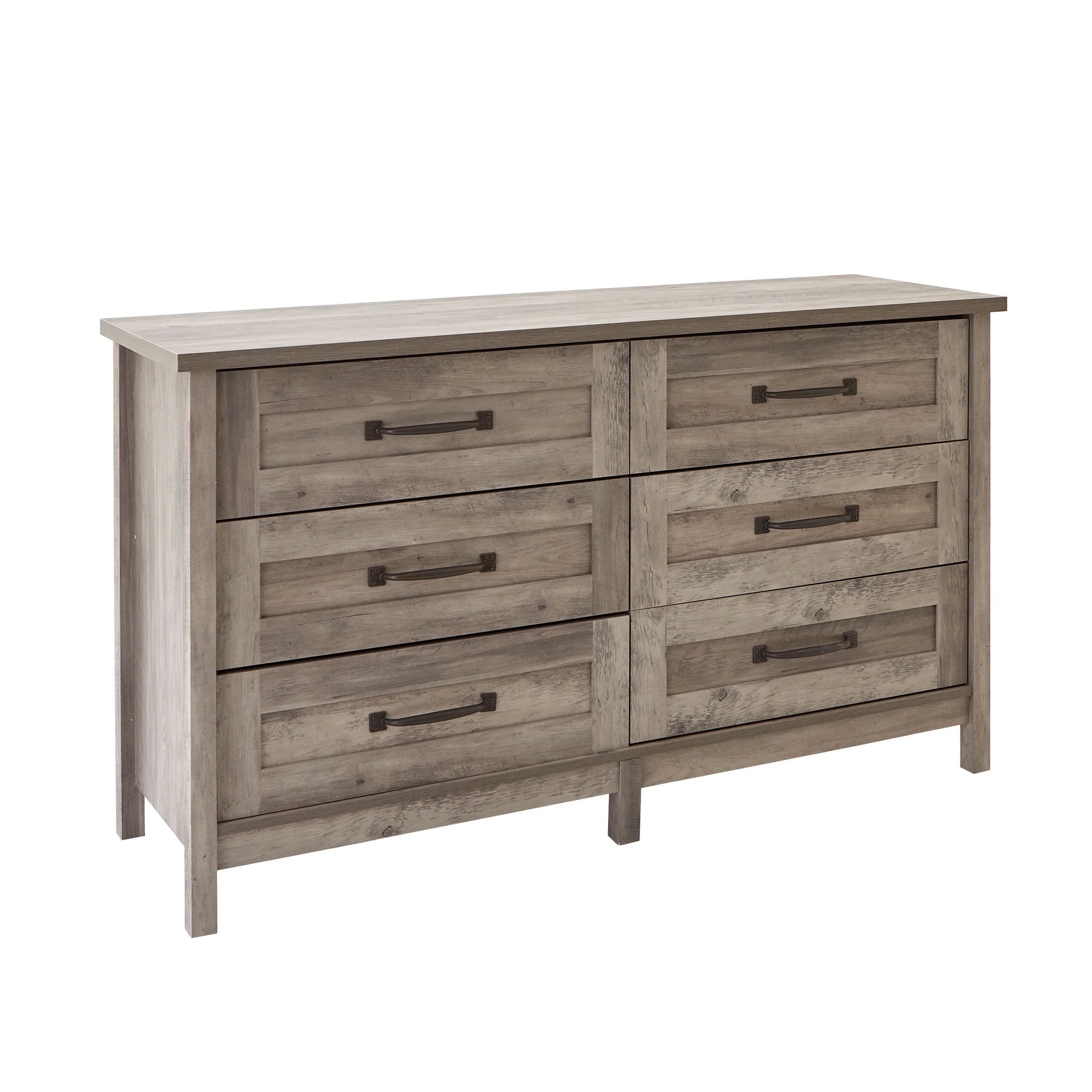 Better Homes & Gardens Modern Farmhouse 6-Drawer Dresser, Rustic White Finish