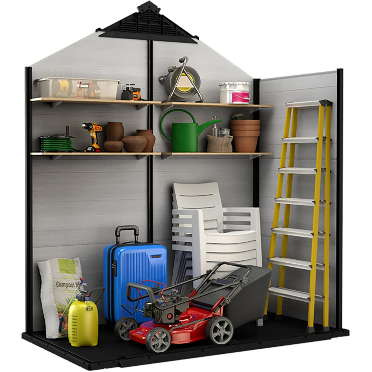 KETER - Casetta da giardino grande grigio Oakland 757 - h242x234x230 cm