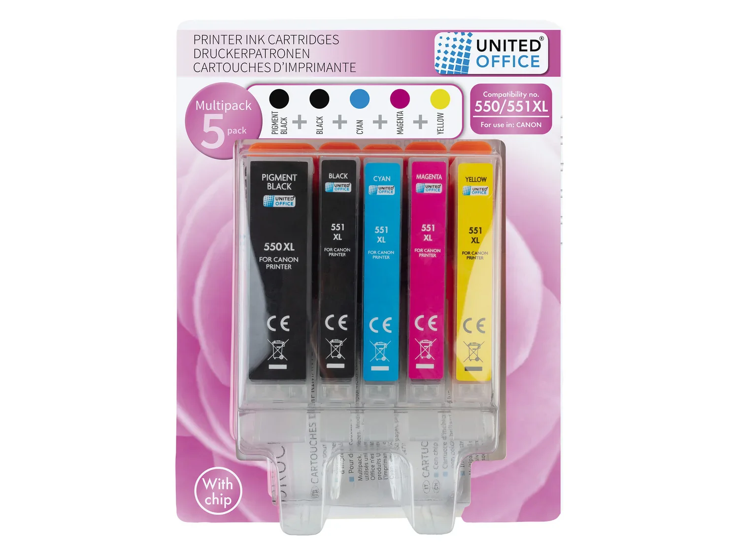 UNITED OFFICE Cartouches d'impression, 5 pices, Canon