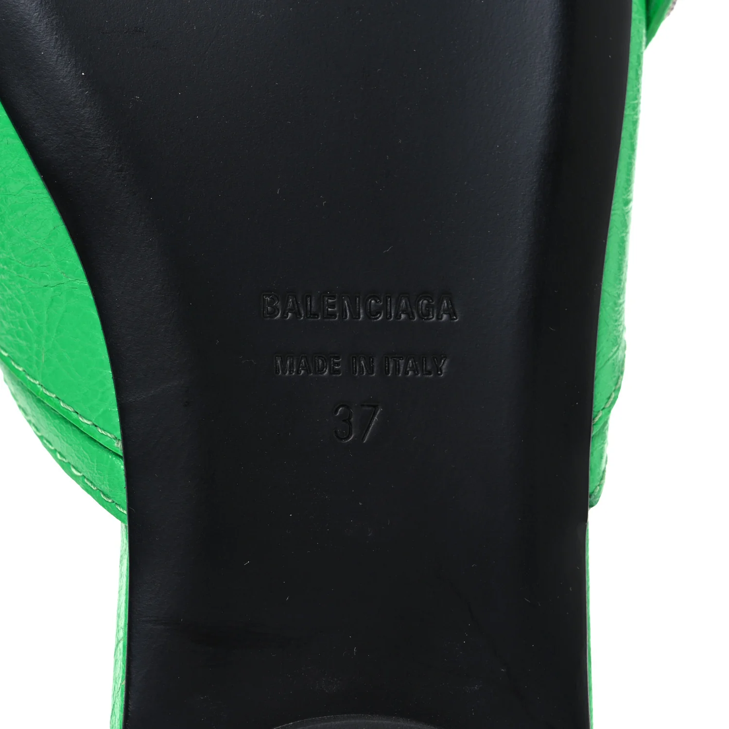 Agneau Arena Cagole Flat Slide Sandals 37 Vivid Green