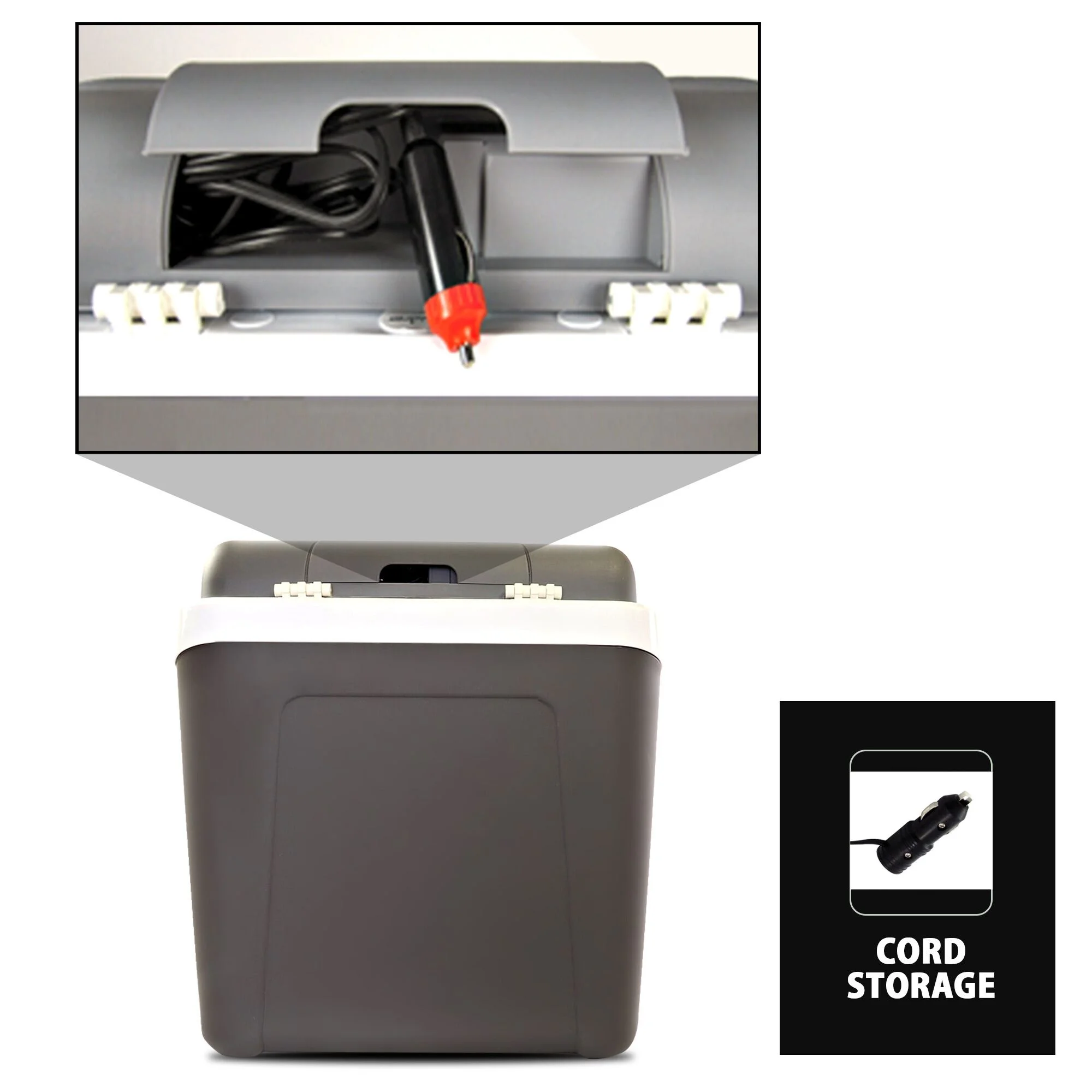 26QT electric Cooler 12V Portable Travel Beach Camping Picnic Insulated Cooler 30 Cans Iceless 24L, Grey Image 3