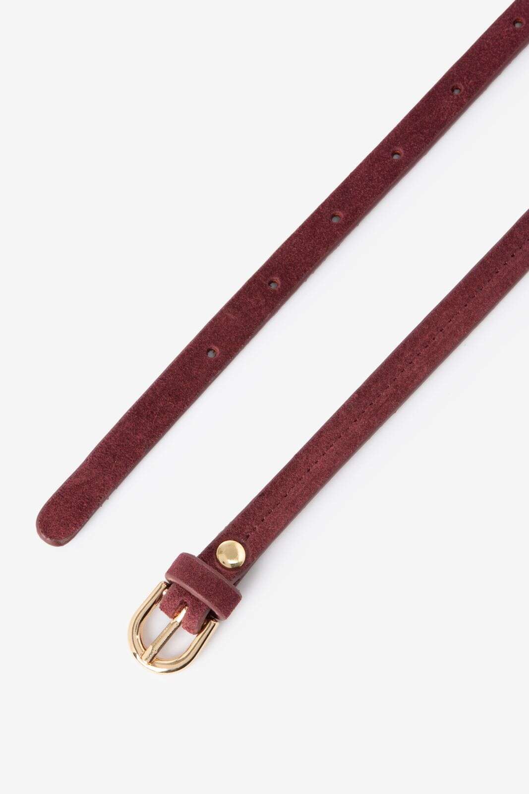 Donkerrode su&egrave;de riem