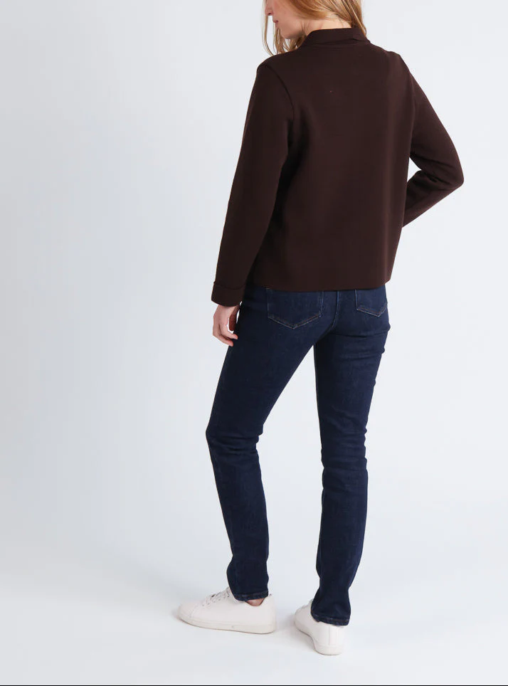 Veste femme en laine merinos marron