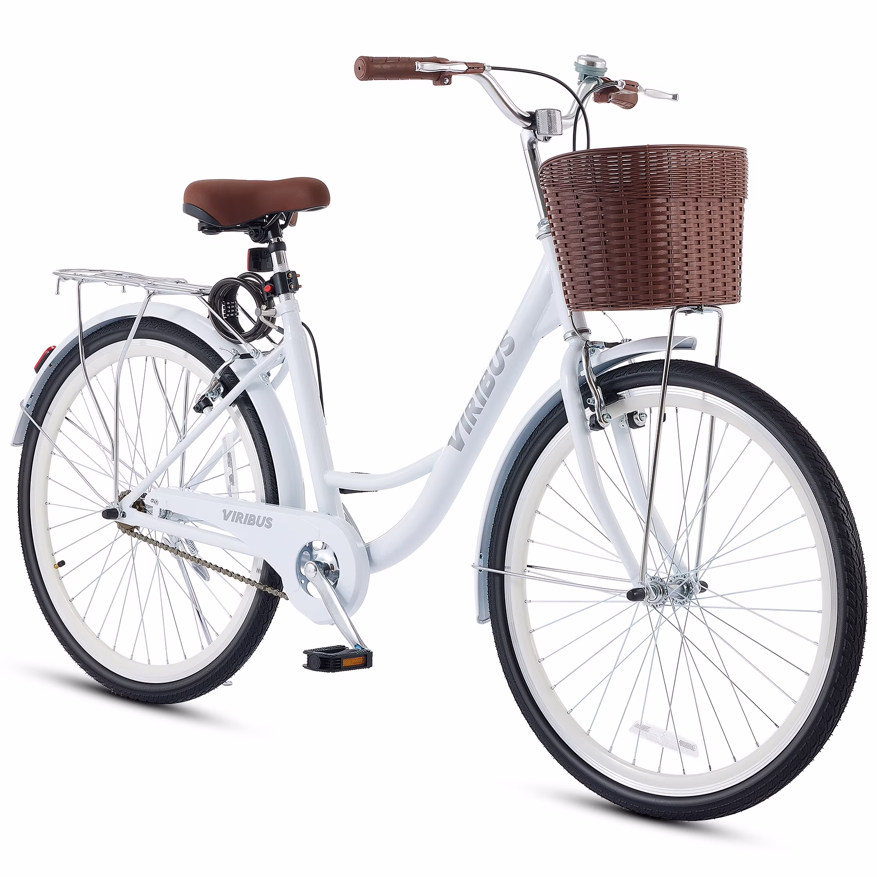 Viribus Women'S Comfort Bike 24 in Beach & City Cruiser Bicycle with Basket Rack White