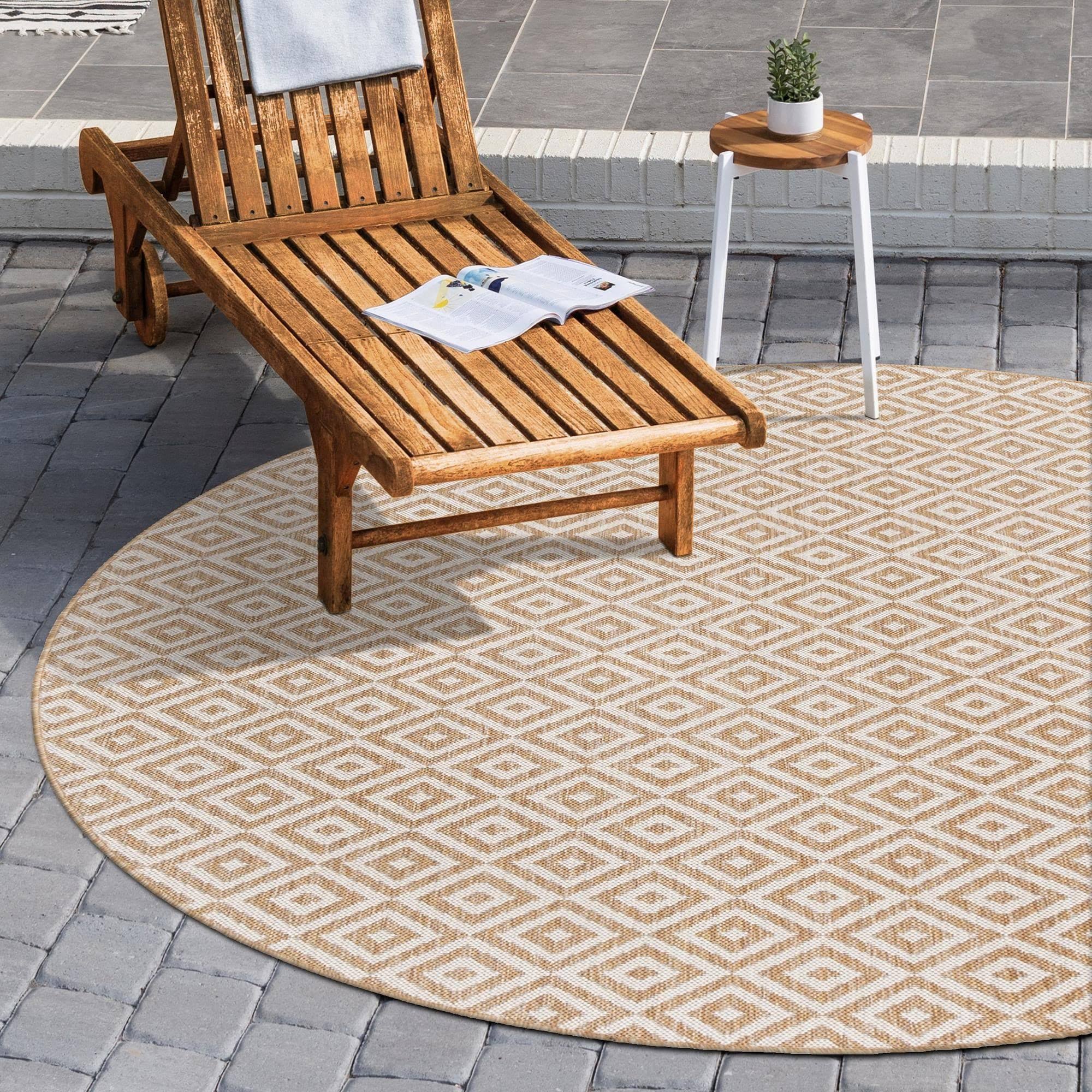 Jill Zarin Outdoor Costa Rica 4' x 4' Round Area Rug - Beige