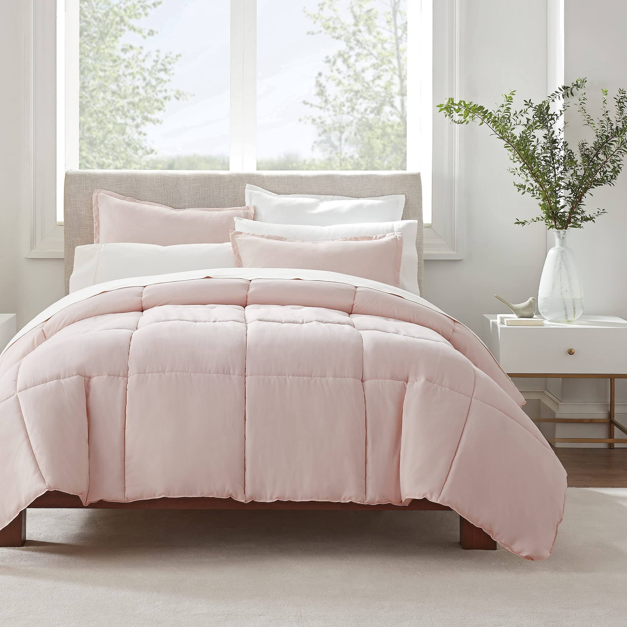 Serta Simply Clean Antimicrobial 2-Piece Comforter Set, Pink, Twin XL
