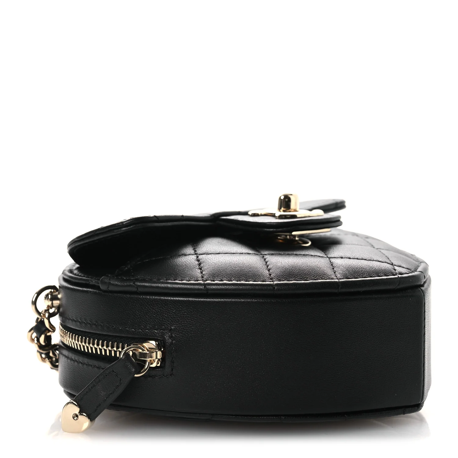 Lambskin Quilted CC In Love Heart Clutch With Chain Black