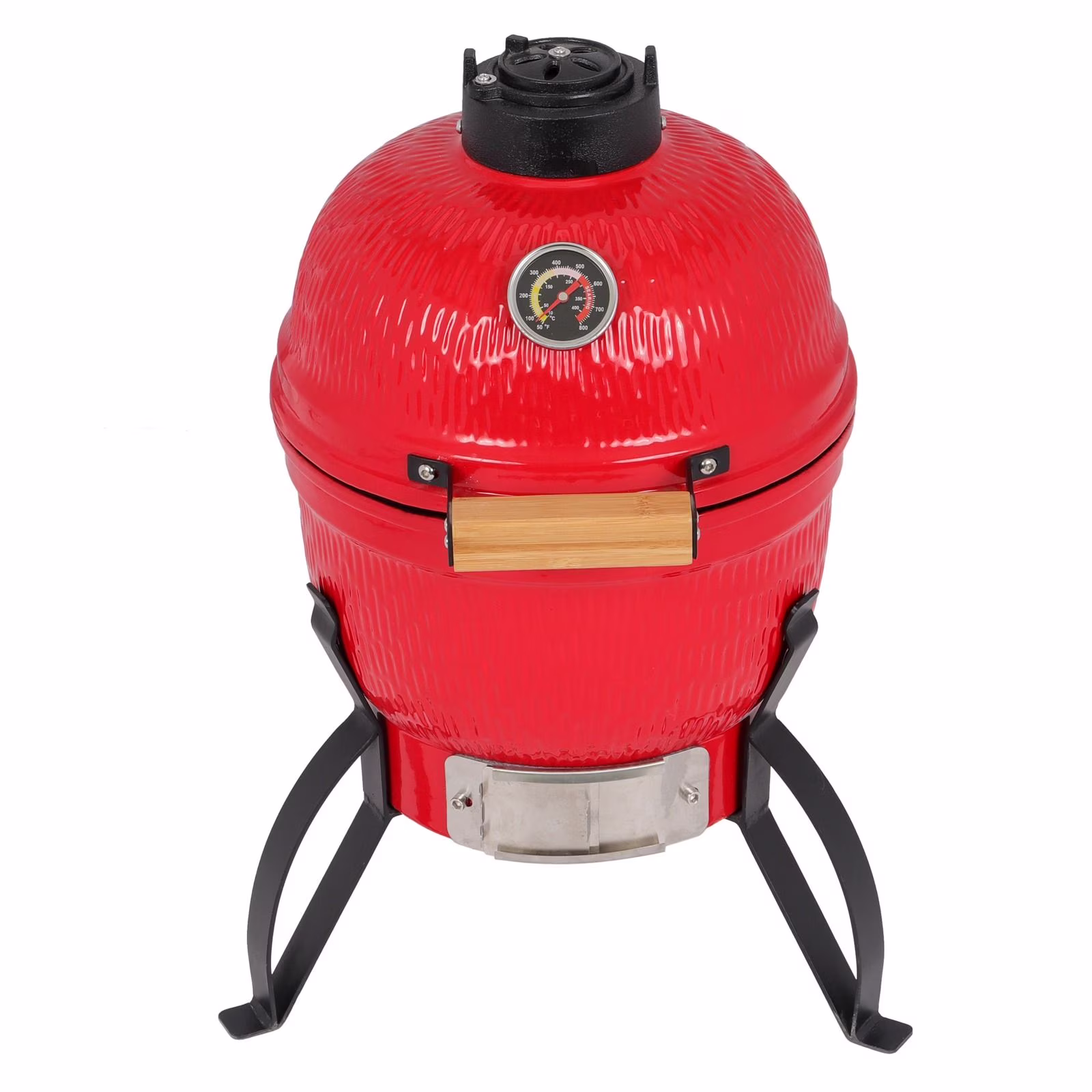13 Inch Orange Ceramic Charcoal Grill Round Kamado Style BBQ Cooker Portable Outdoor Smoker Barbecue Grill for Patio Garden Backyard Camping Cooking with Vents and Temperature Control Grill Rack