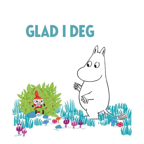 Mummi kort dobbelt 7,5x7,5 cm Glad i deg hvit/blå