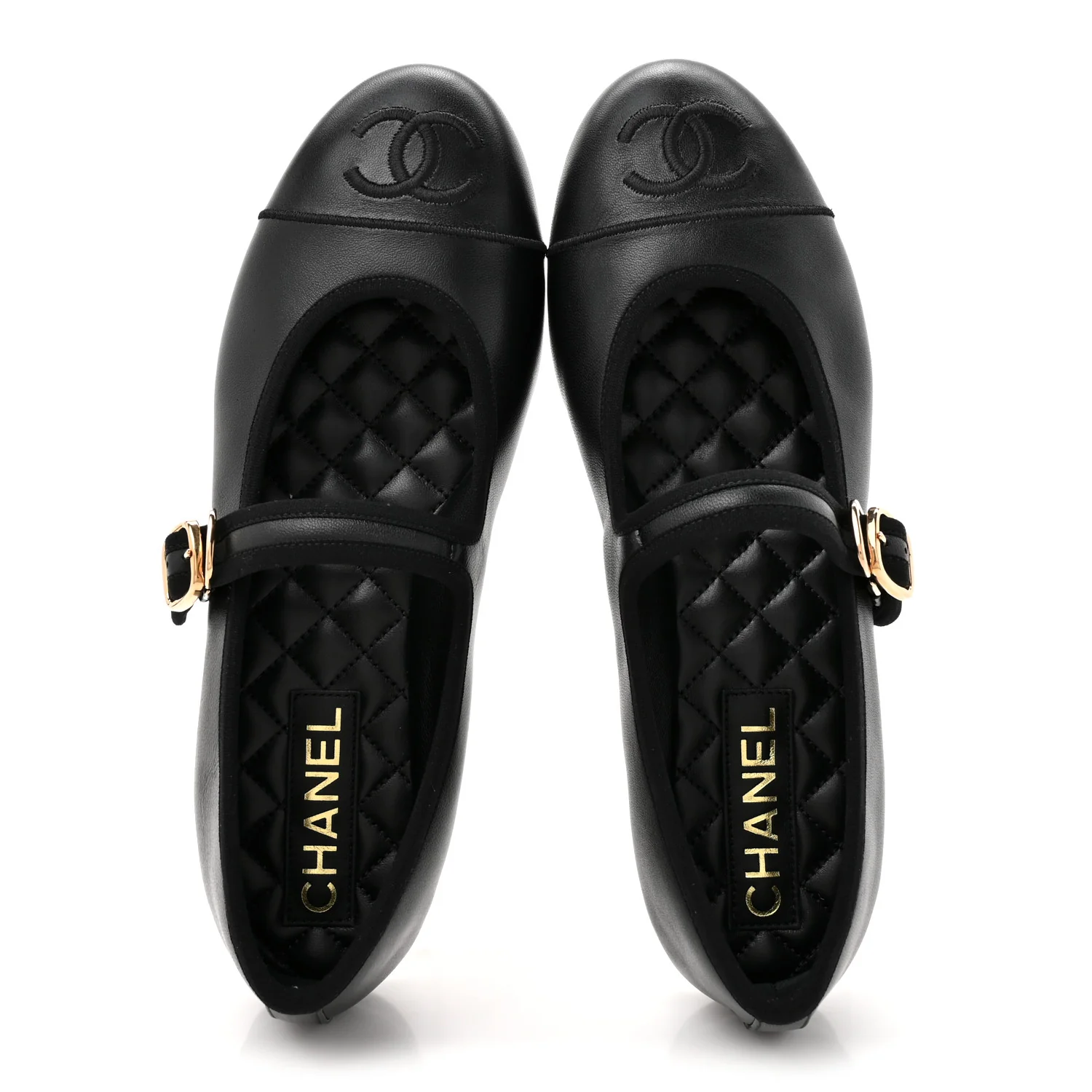 Lambskin Mary Jane Flats 38.5 Black