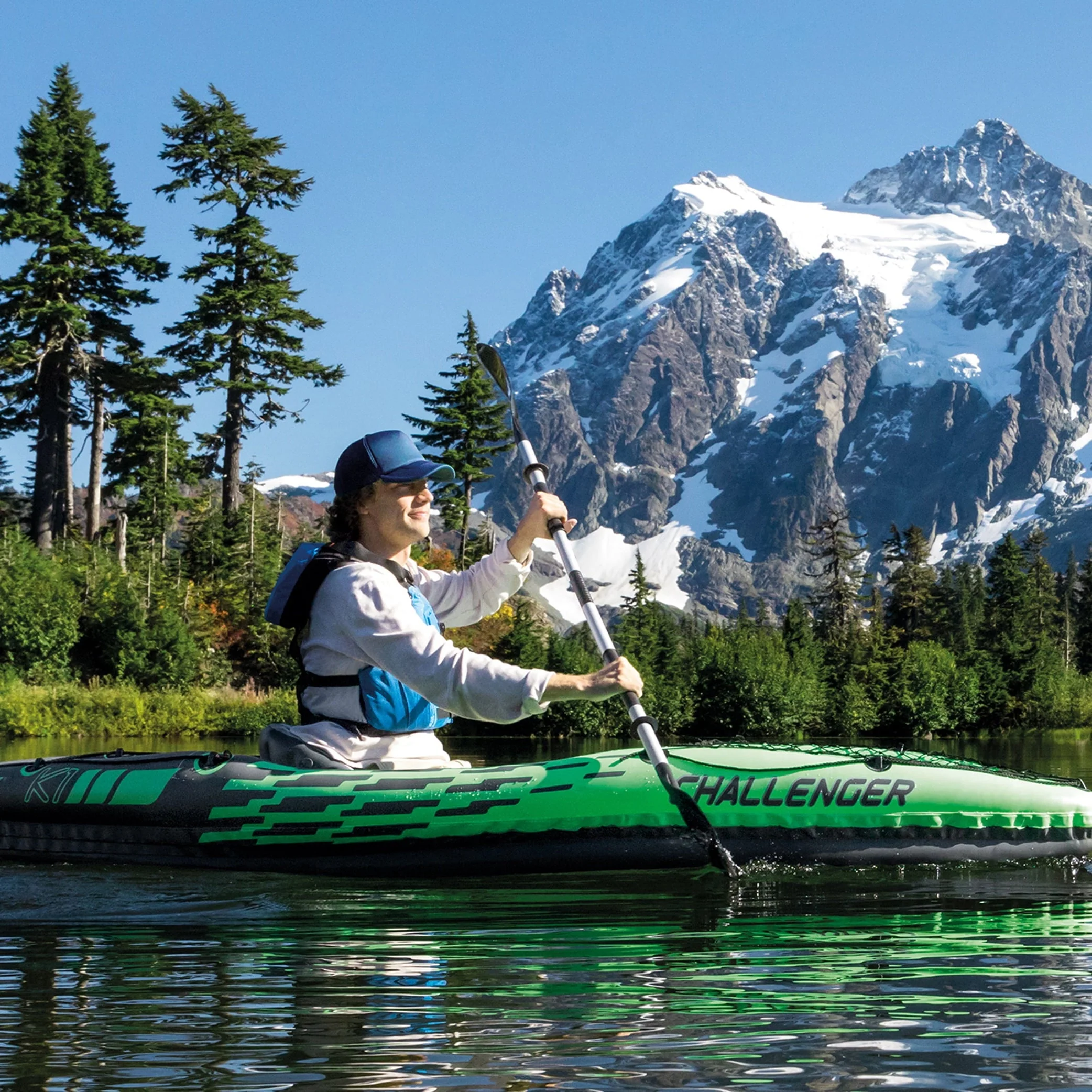 Challenger K1 Inflatable Single Person Kayak Set and Accessory Kit w/ Pump - Image 3