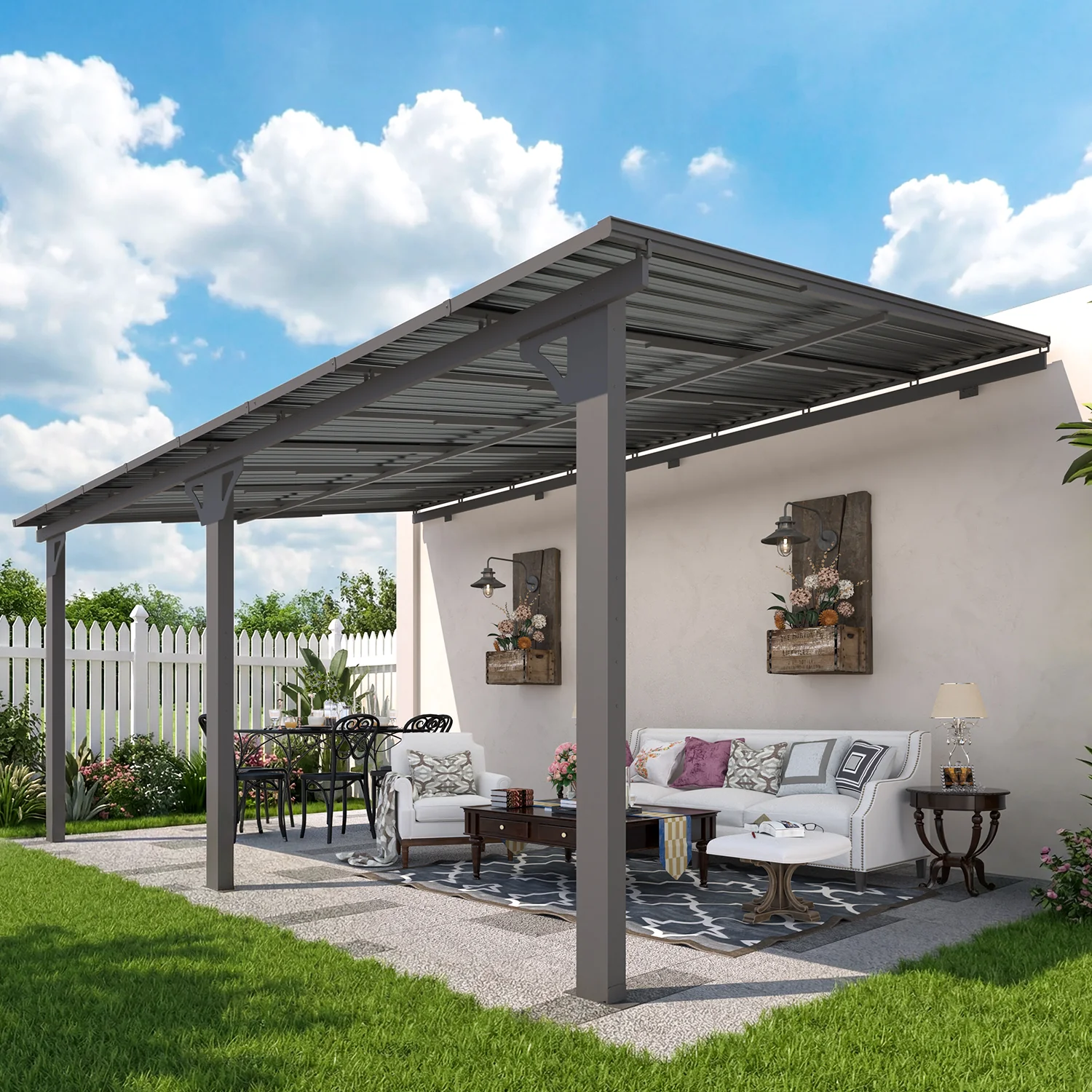 AECOJOY 16x10 Outdoor Hardtop Gazebo Adjustable Height (6.5-9.8Ft) Pergola for Patio