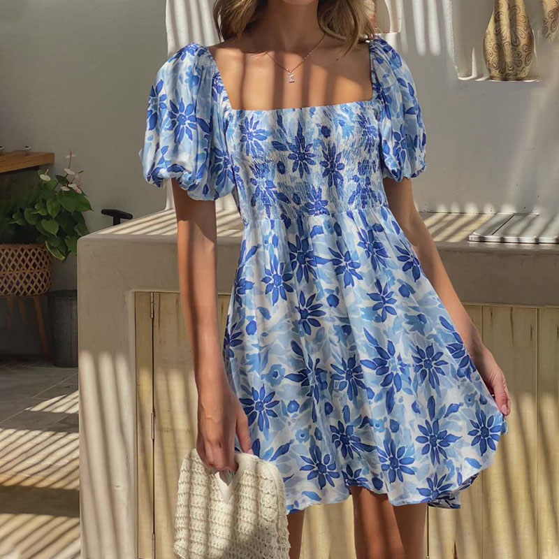 Robe courte imprimée décontractée et charmante pour femme