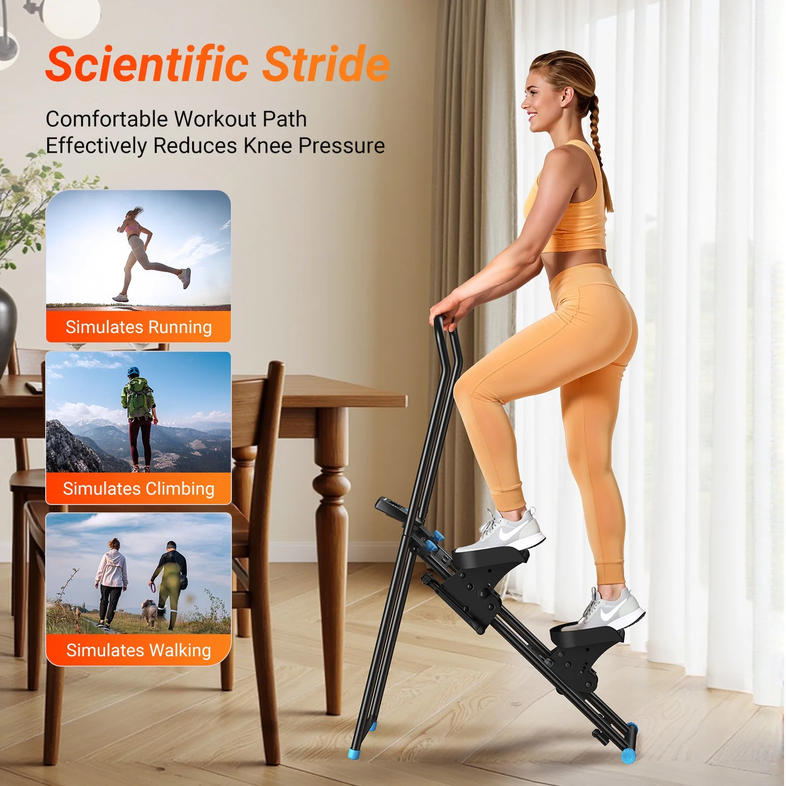 Stair Stepper for Home Compact Foldable Vertical Climber Full-Body Workout Stepper, Home Gym Cardio Exercise Equipment(2-level resistance Black) - Image 9