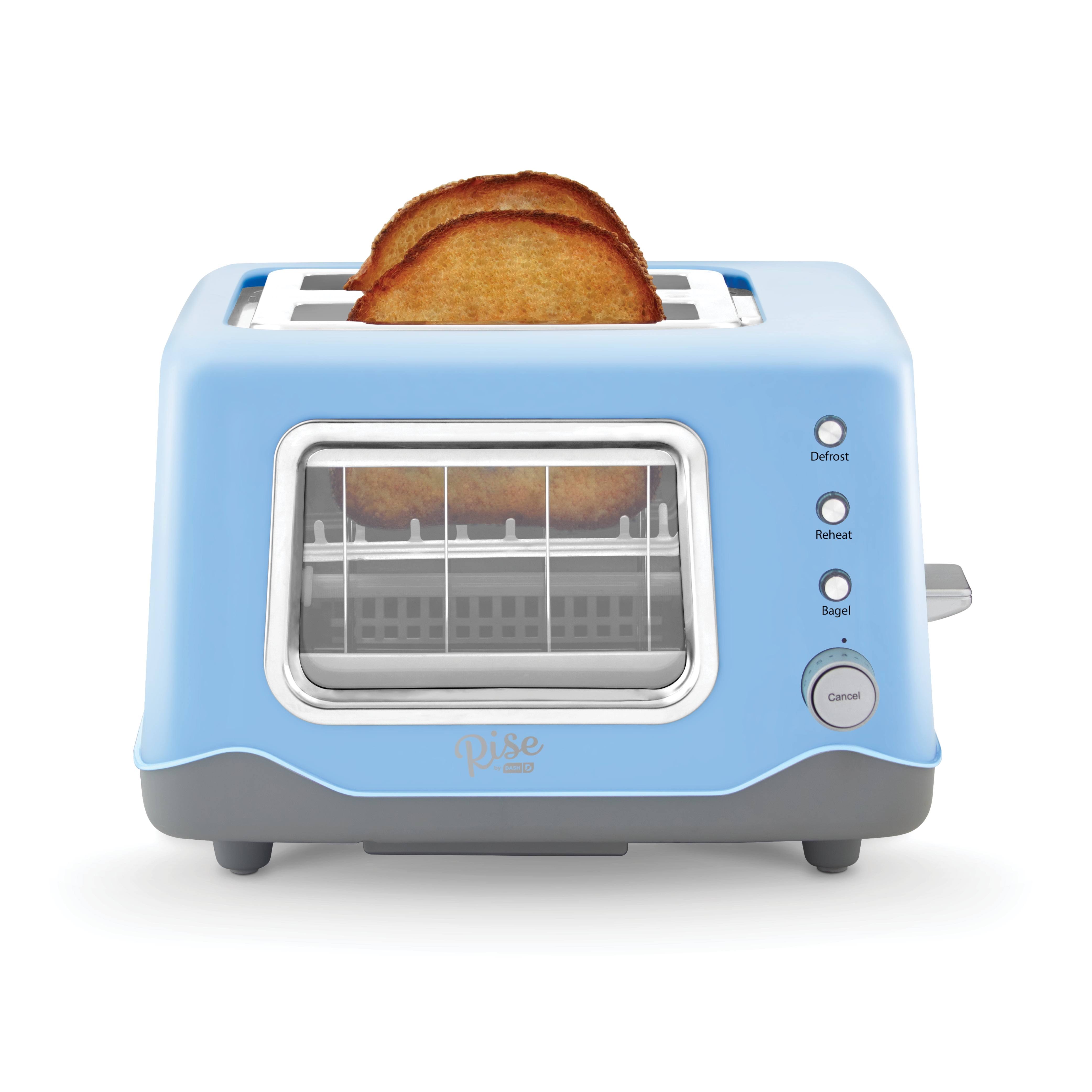 Rise by Dash RCVT200GBSK02 Clear View Window 2-Slice Toaster, Blue