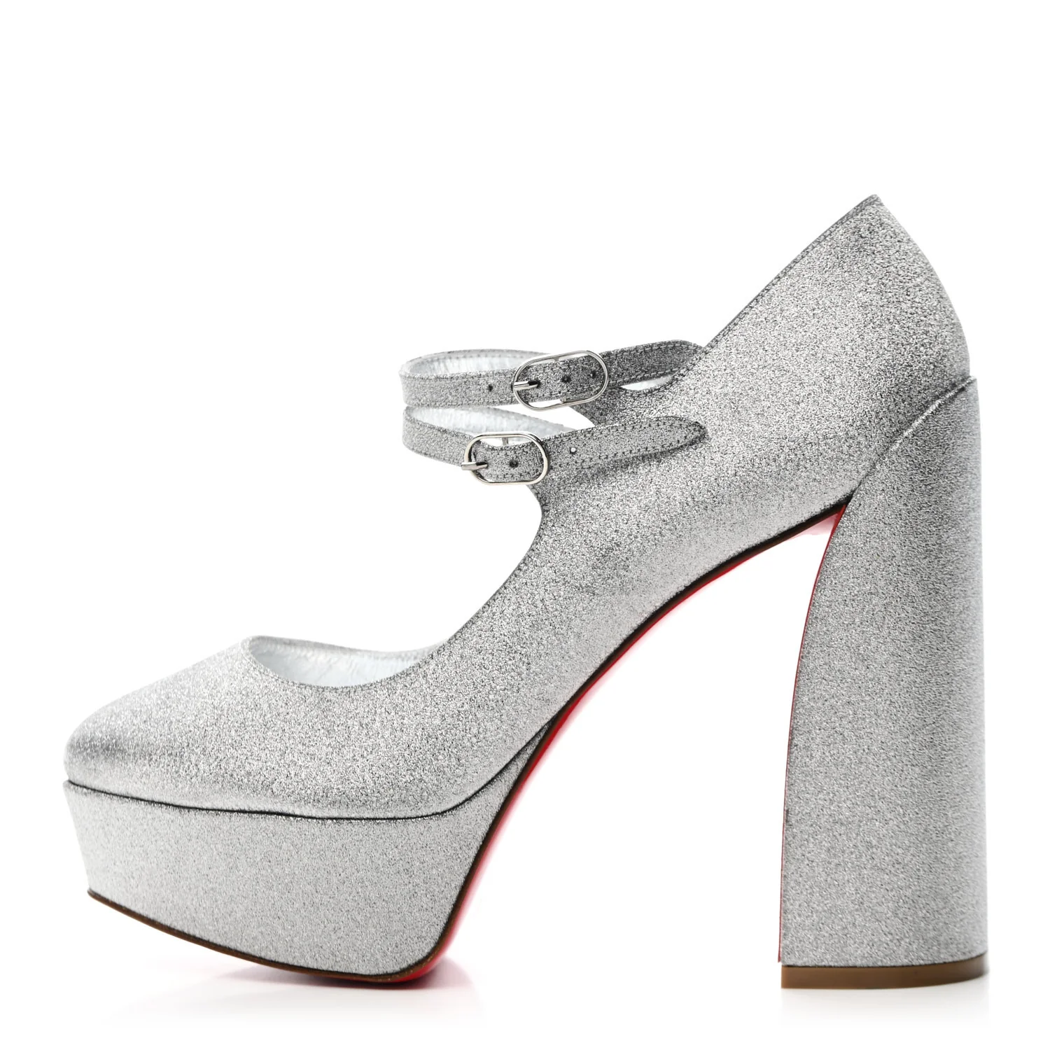 Glitter Calfskin Movida Jane 130 Platform Pump 38.5 Silver