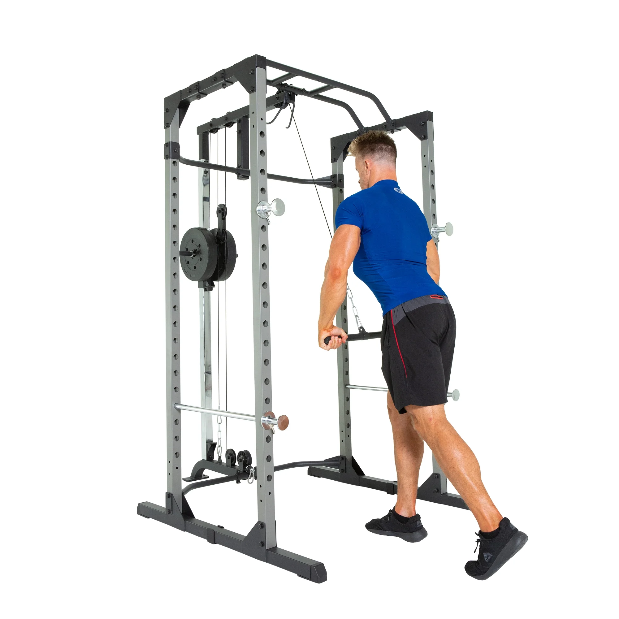 310 Olympic Lat Pull Down and Low Row Cable Attachment for 1600 Ultra Strength 800lb Weight Capacity Squat Stand Power Rack Cage with Lock-in J-Hooks(Nylon) - Image 10