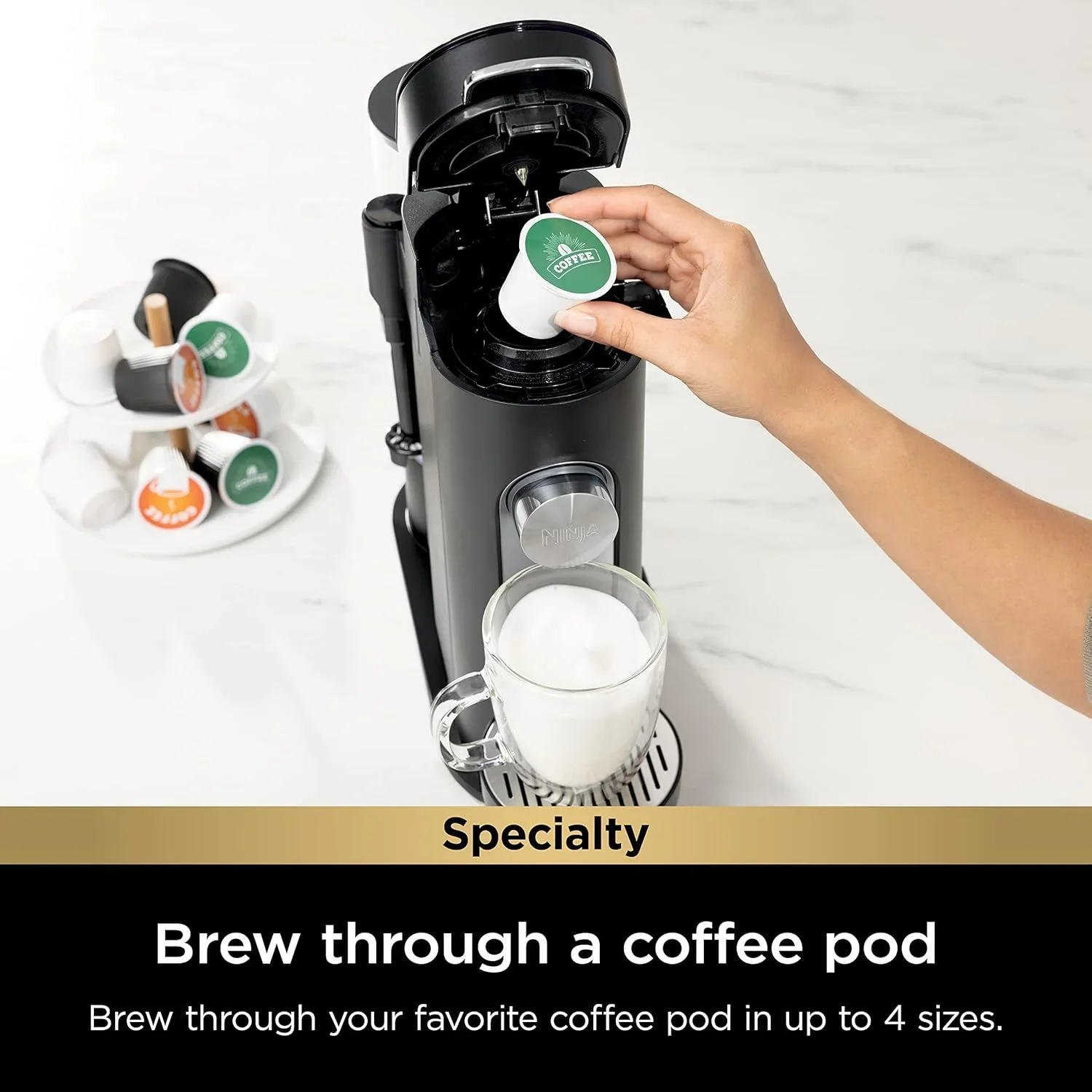 Cafetière Ninja à dosettes individuelles, compatible K-Cup, 4 méthodes d'infusion