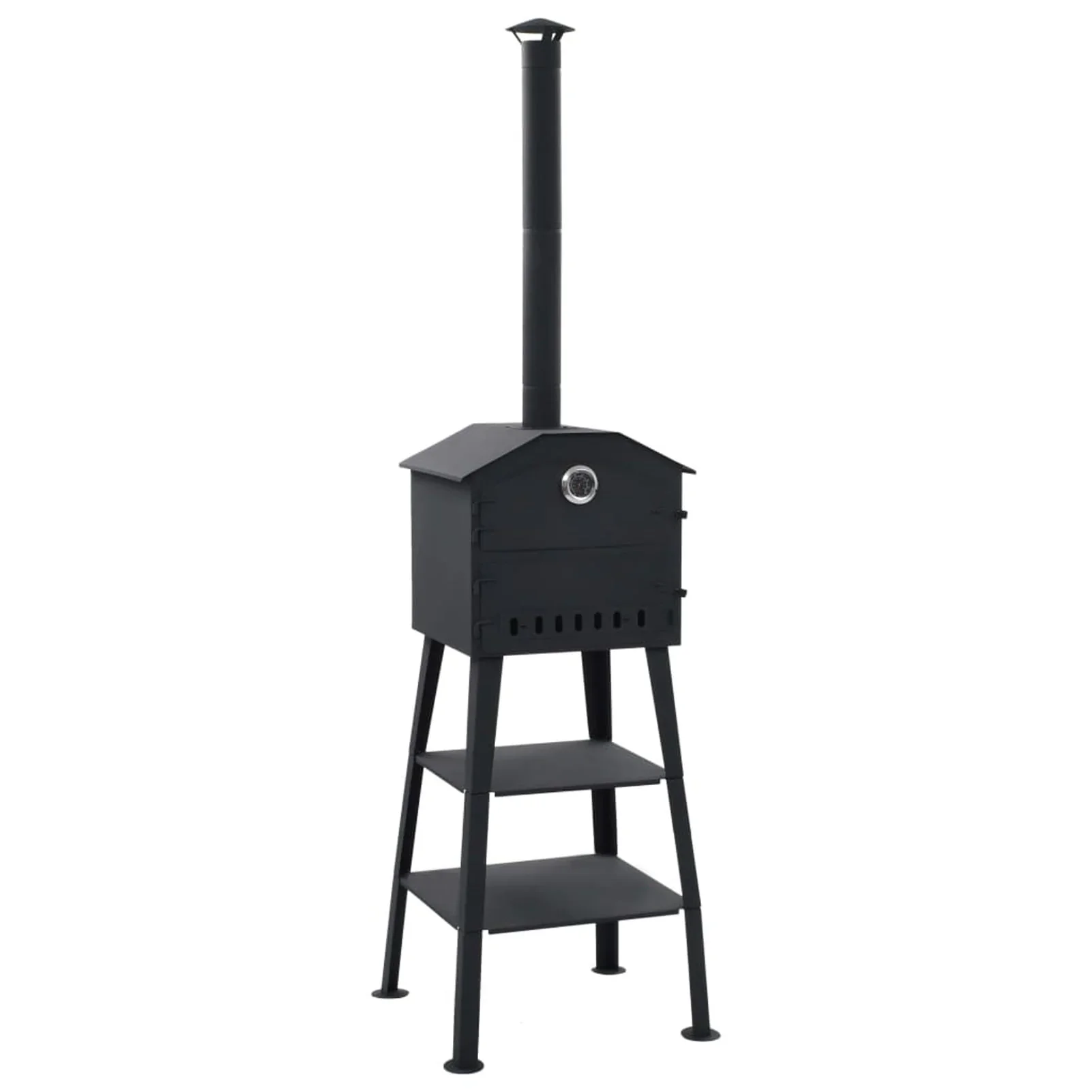 Anself Outdoor Pizza Oven Charcoal-Fired with 2 Fireclay Stones for Garden Chimney BBQ Smoker Bread