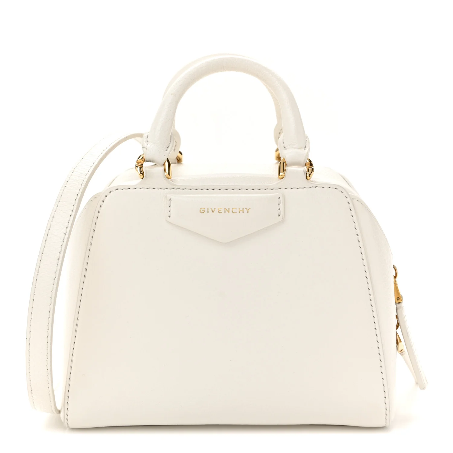 Tumbled Buffalo Micro Antigona Cube Bag White