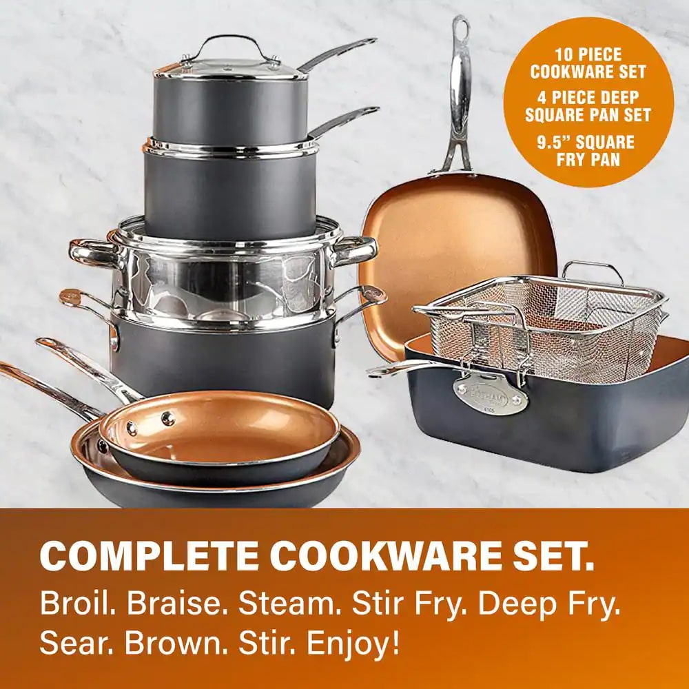 Ensemble de 20 pièces de batterie de cuisine et de pâtisserie Gotham Steel couleur graphite