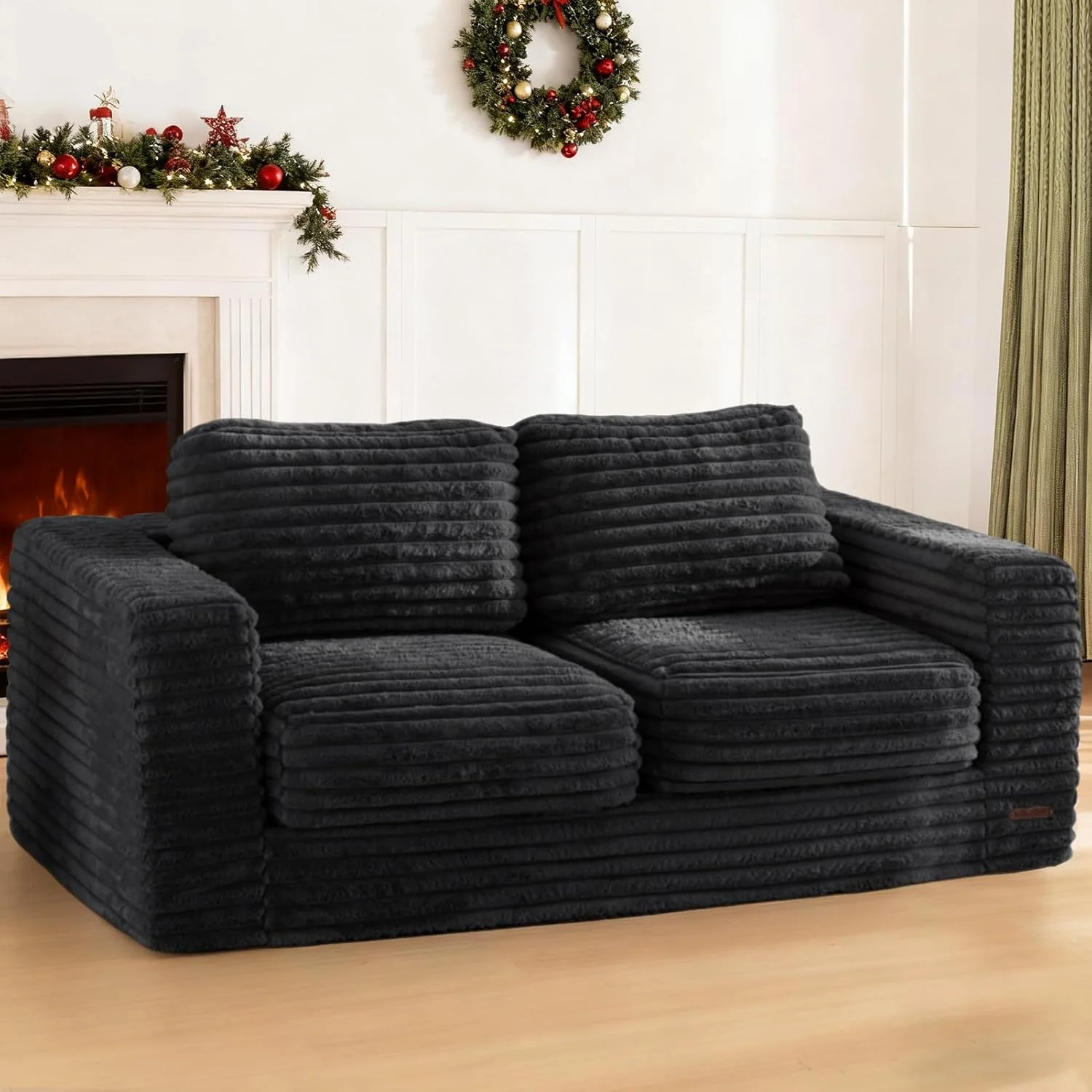 Pouf MAXYOYO, canapé-pouf deux places avec coussins, canapé de sol rembourré