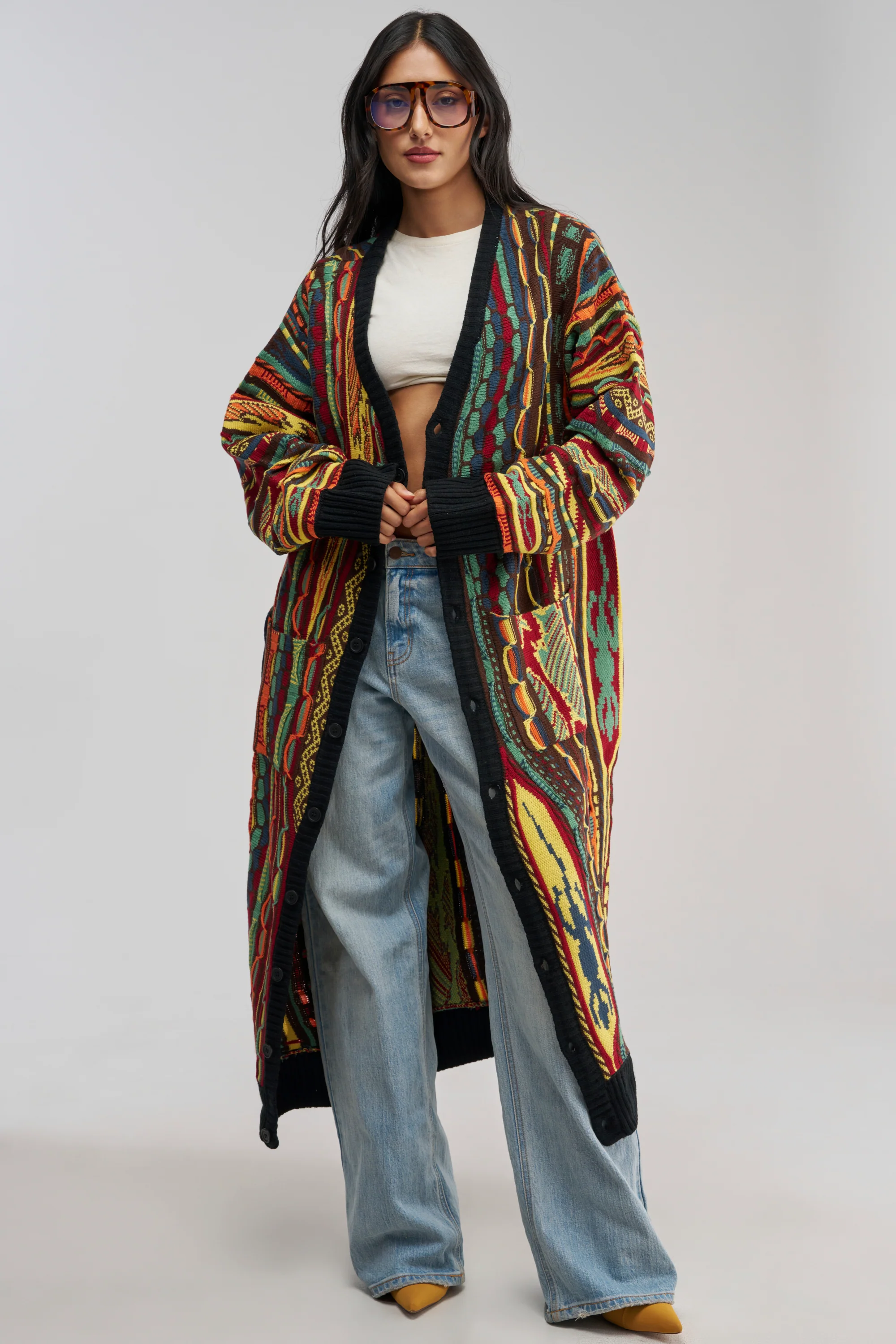 VINTAGE MULTICOLORED LONG CARDIGAN - Akira Store